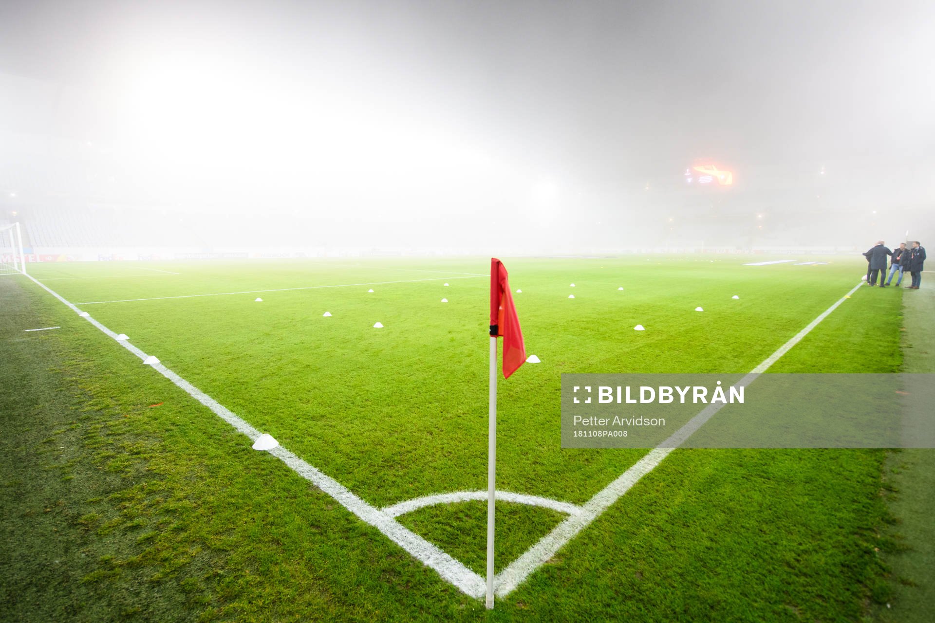 Thick fog inside Stadion prior to the Europa League group