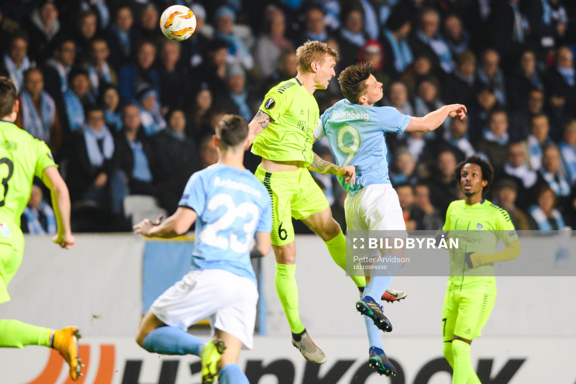 Markus Rosenberg of Malmö FF and Joonas Tamm of Sarpsborg
