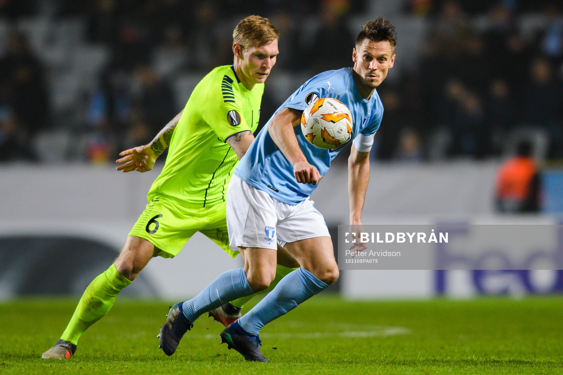 Markus Rosenberg of Malmö FF and Joonas Tamm of Sarpsborg
