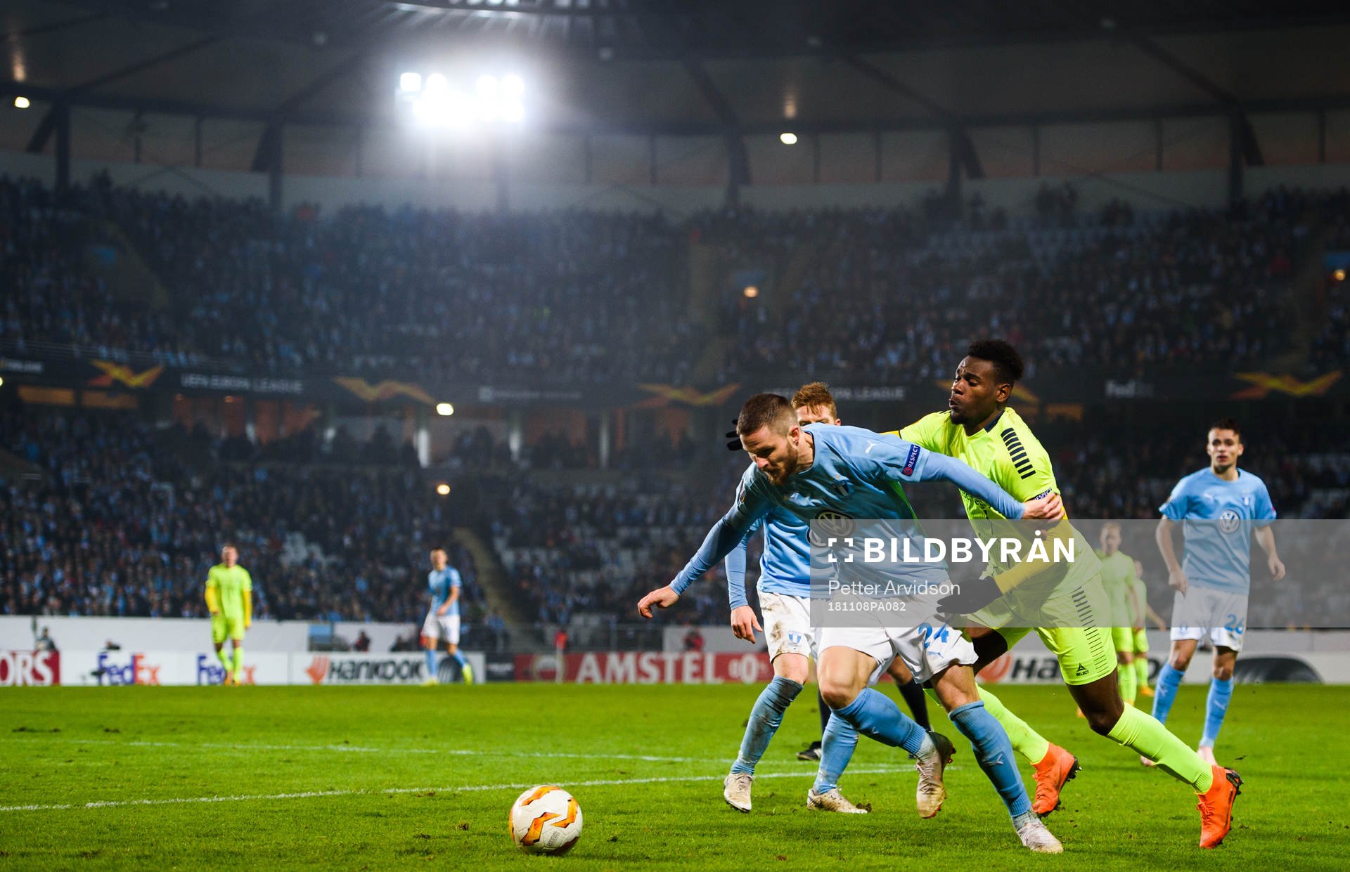 Lasse Nielsen of Malmö FF and Rashad Muhammed of Sarpsborg