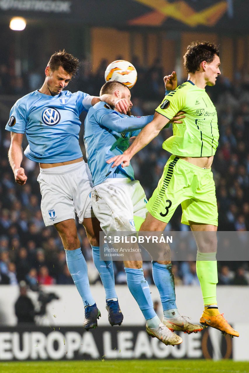 Markus Rosenberg and Lasse Nielsen of Malmö FF in a duel