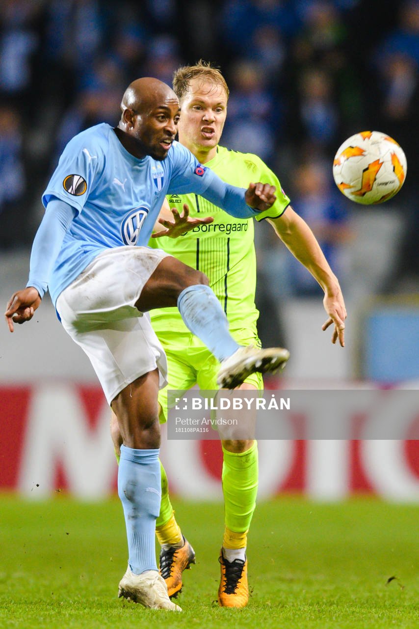 Fouad Bachirou of Malmö FF and Matti Lund Nielsen of