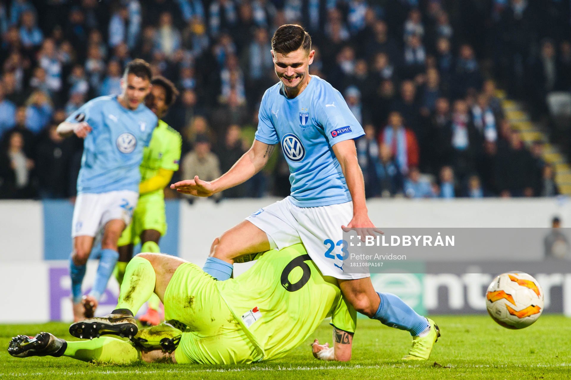 Marcus Antonsson of Malmö FF and Joonas Tamm of Sarpsborg