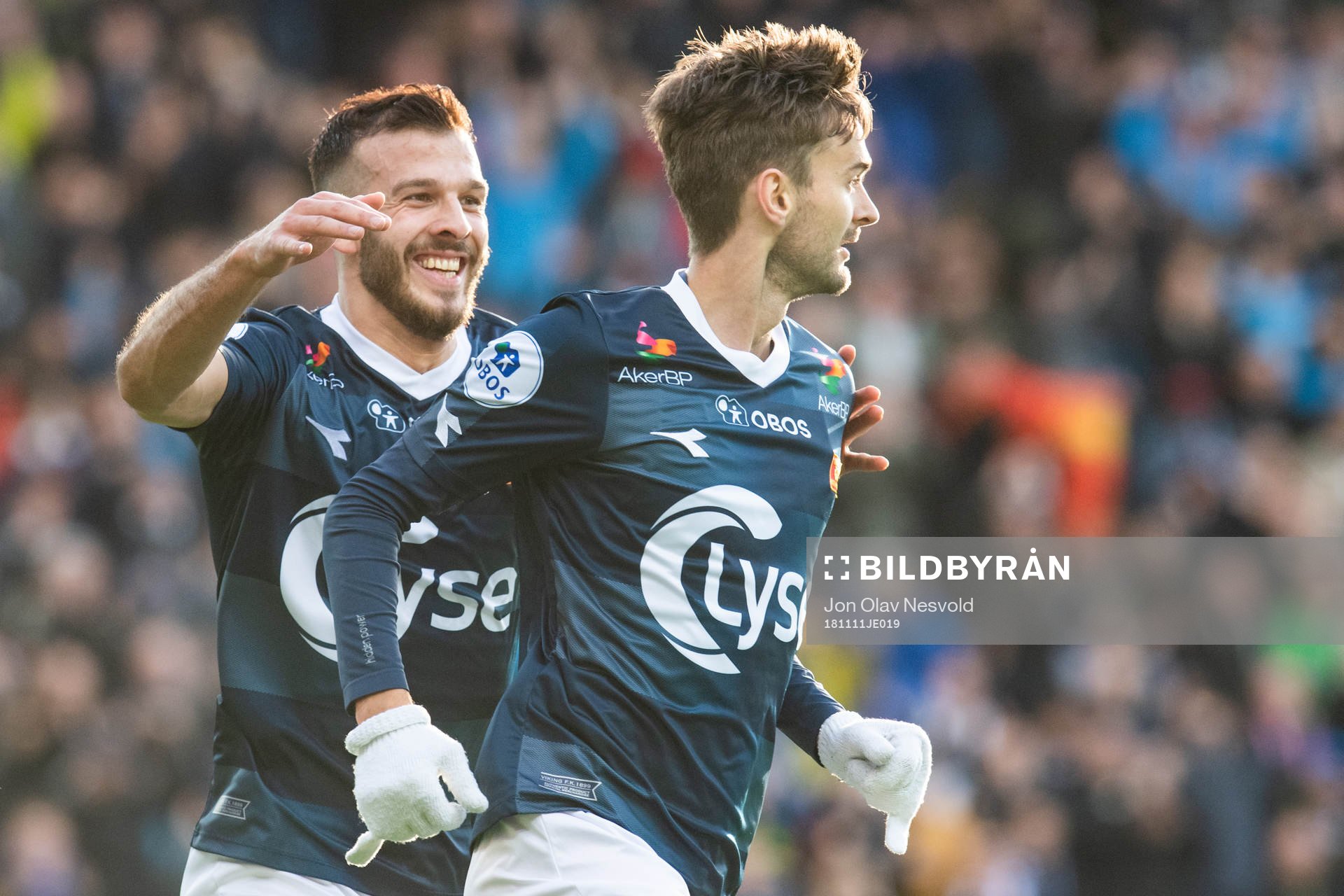Zlatko Tripic and Johnny Furdal of Viking celebrate