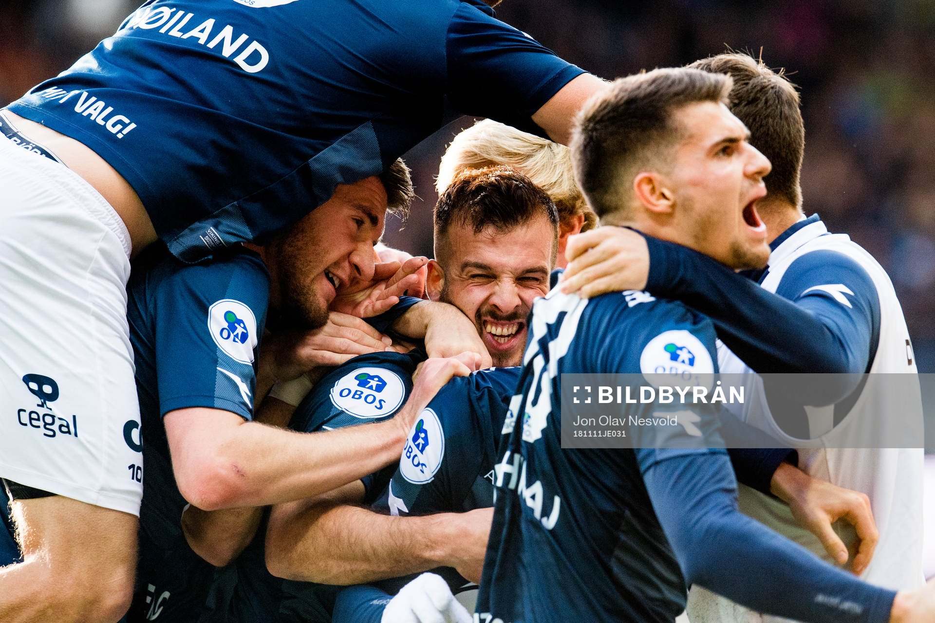 Zlatko Tripic of Viking celebrates with his teammates