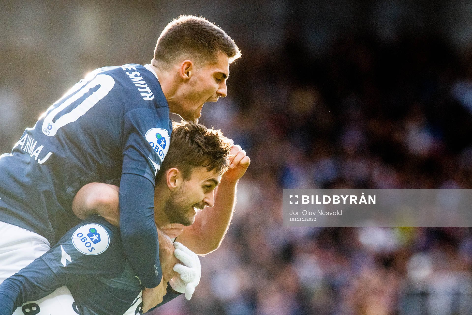 Johnny Furdal of Viking celebrates with his teammate