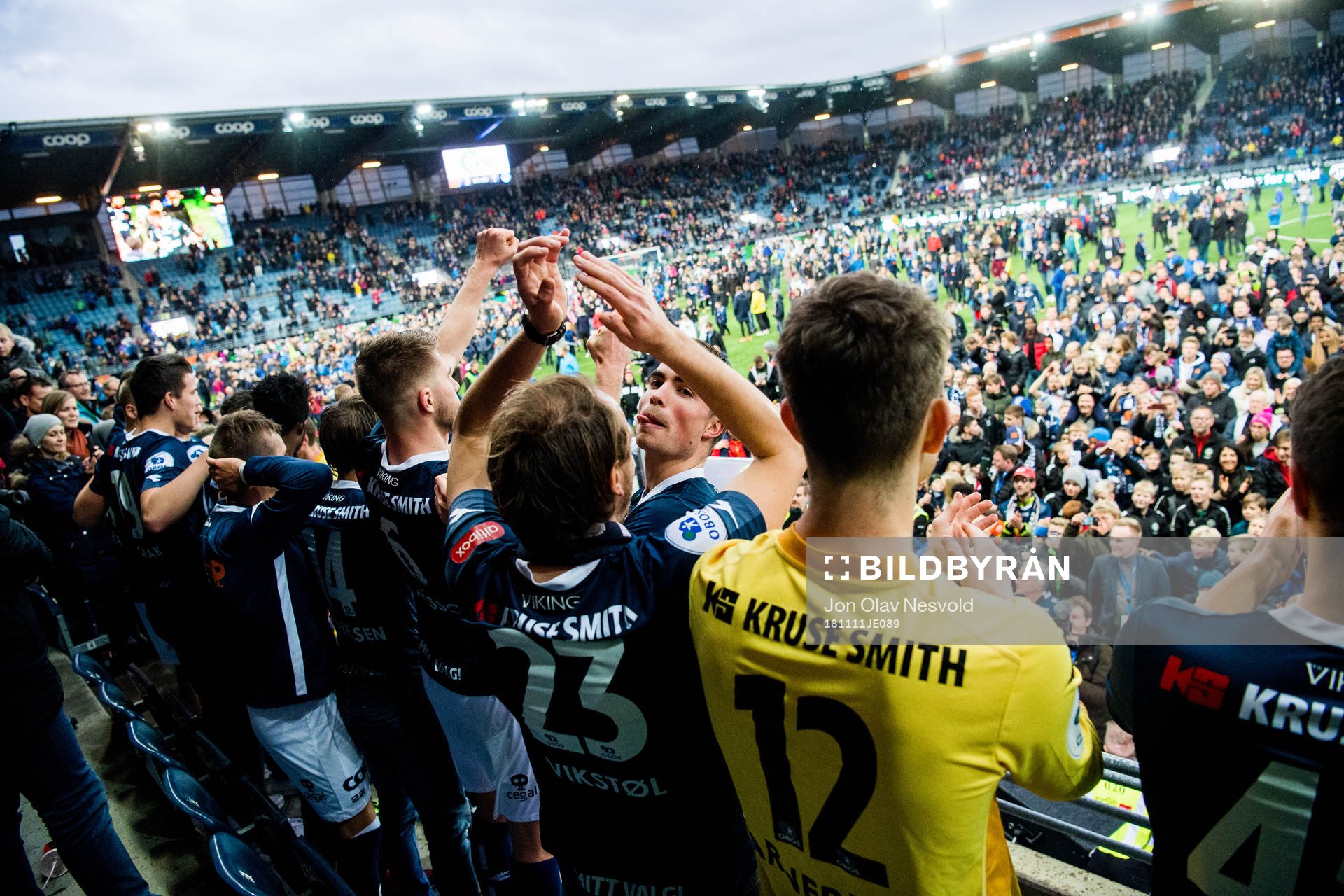 Sondre Flem Bjørshol of Viking celebrates after the OBOS-ligaen match between Viking and Kongsvinger on November 11, 2018 in Stavanger.