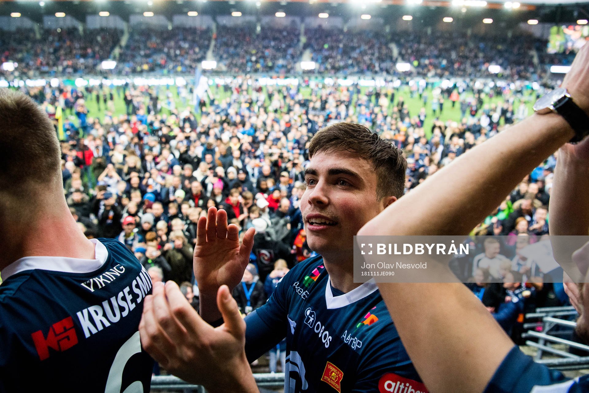 Sondre Flem Bjørshol of Viking celebrates
