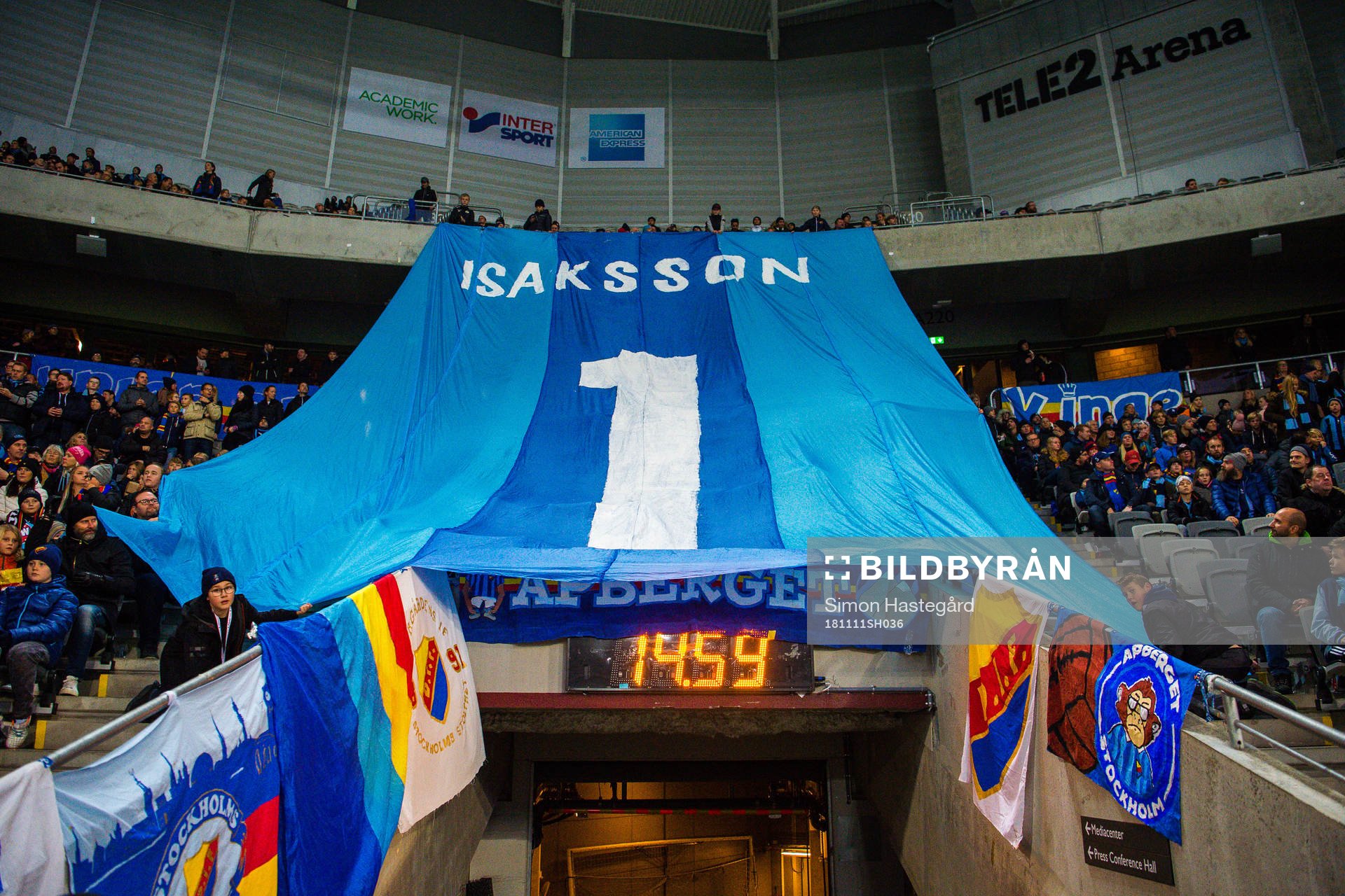 Tifo för Djurgårdens målvakt Andreas Isaksson