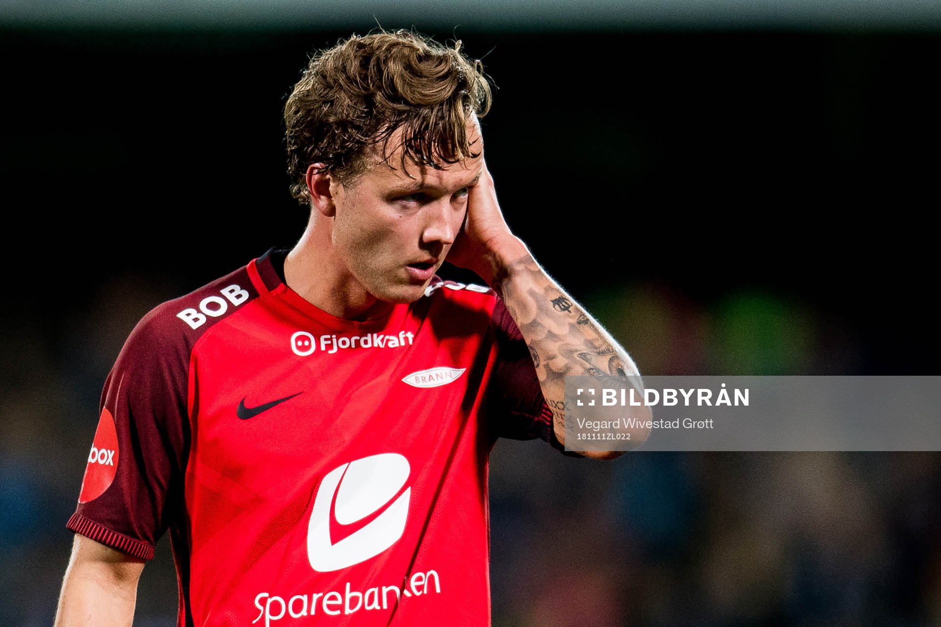 Fredrik Haugen of Brann looks dejected