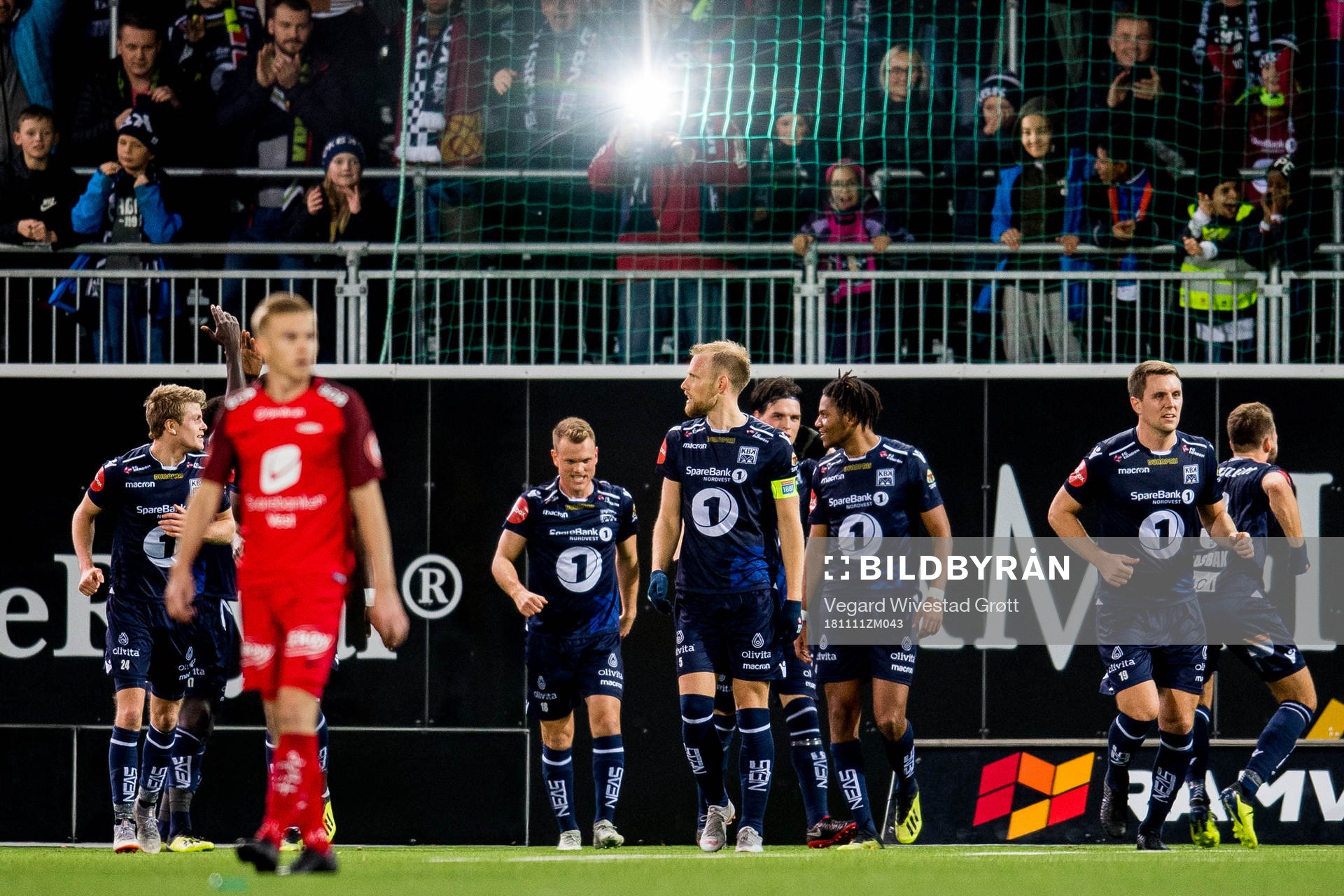 Dan Peter Ulvestad of Kristiansund after scoring the 3-1 goal during the Eliteserien match between Kristiansund and Brann on November 11, 2018 in Kristiansund.