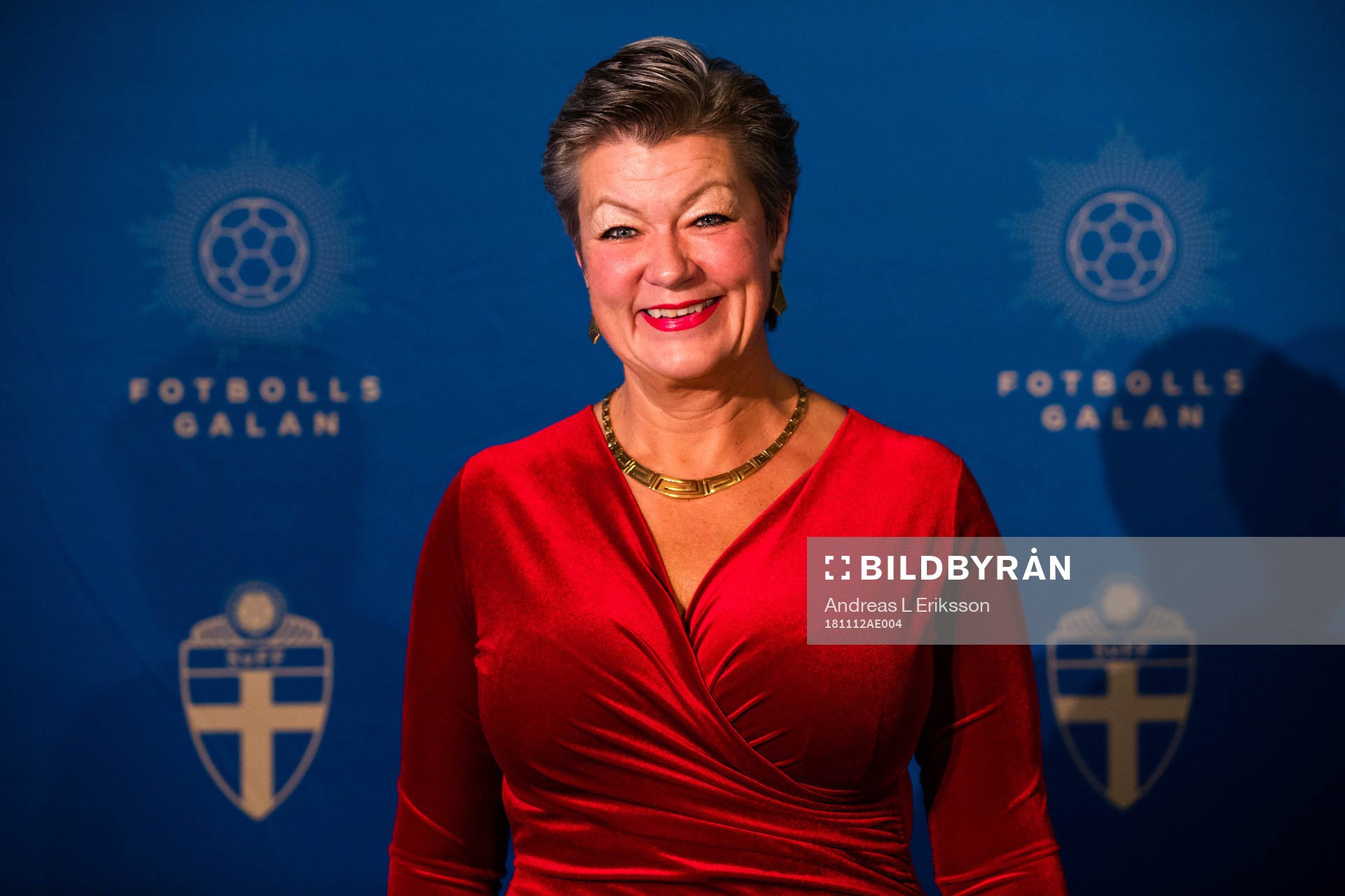 Riksdagsledamoten för Socialdemokraterna Ylva Johansson under Fotbollsgalan den 12 november 2018 i Stockholm. 
