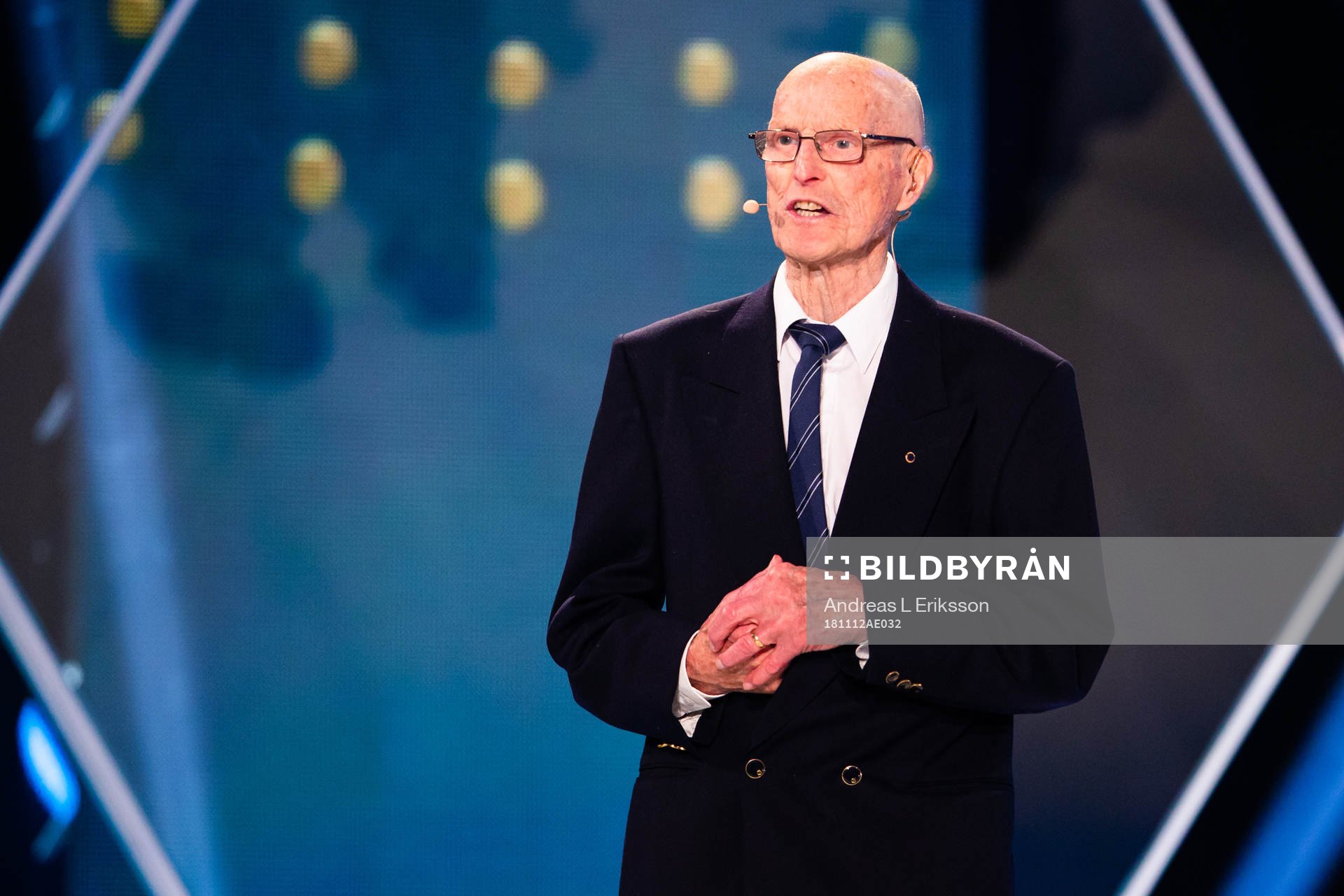 Matz Macke Edin under Fotbollsgalan den 12 november 2018 i Stockholm. 