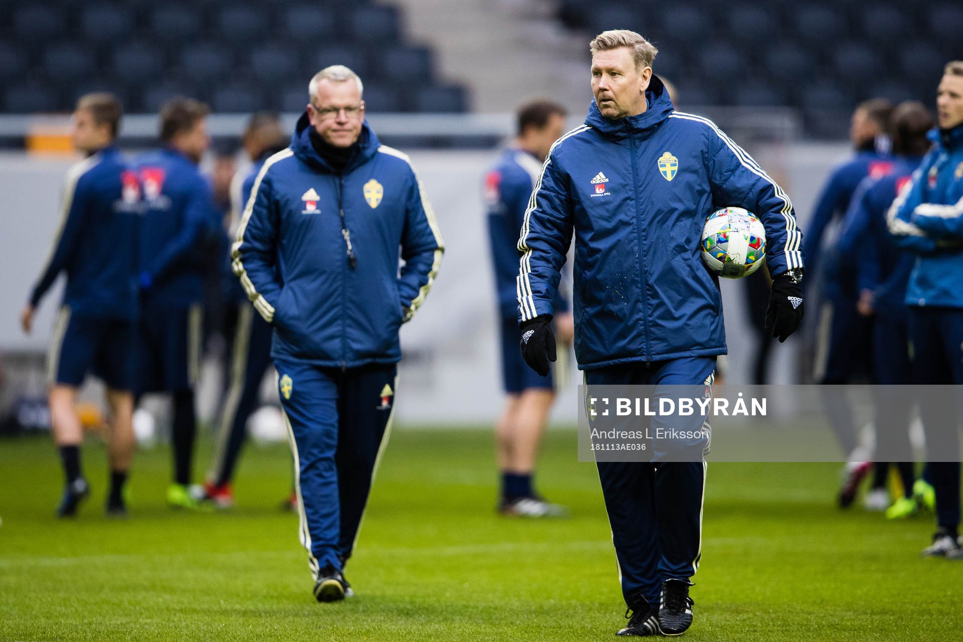 Sveriges förbundskapten Janne Andersson och assisterande