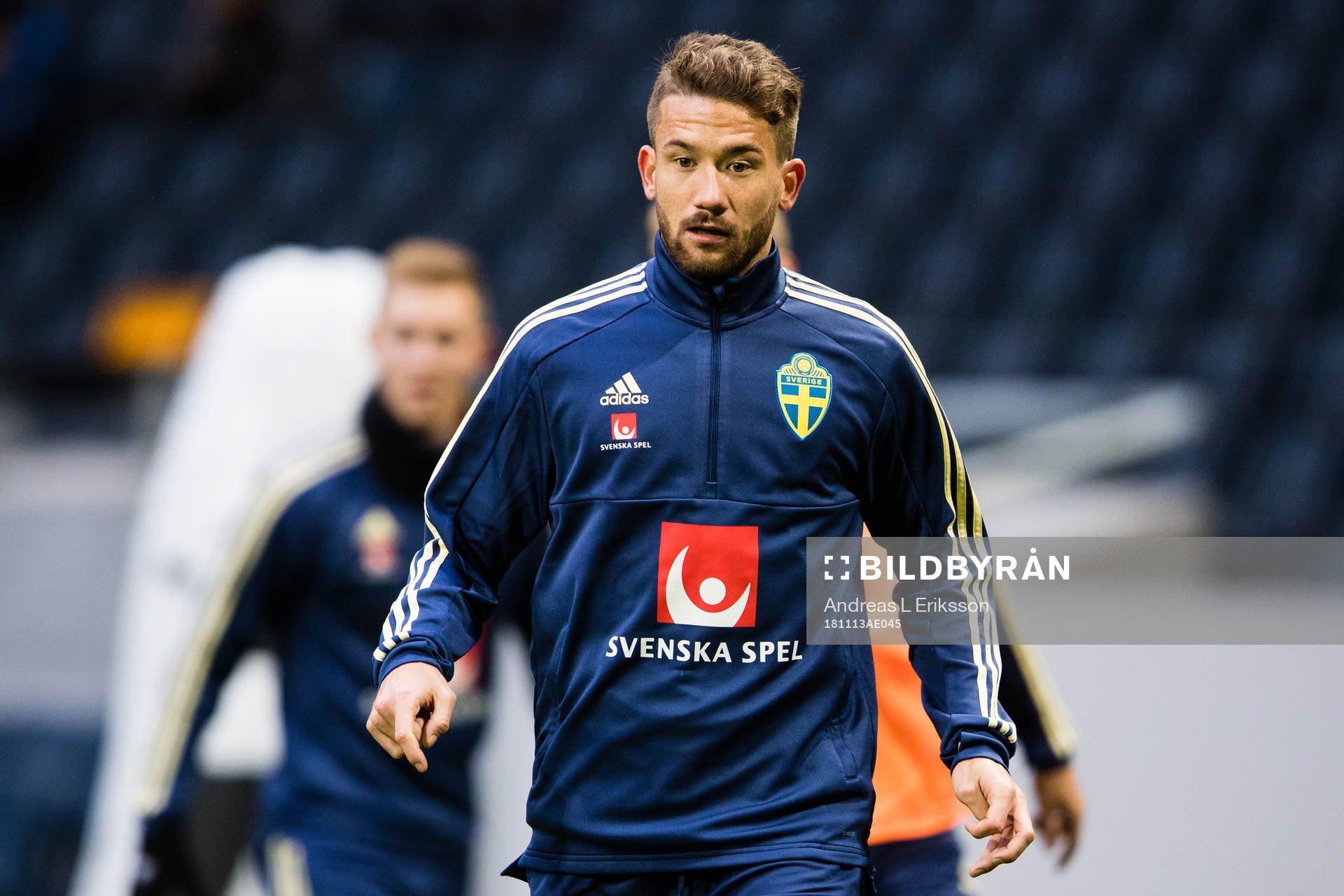 Sveriges Marcus Rohdén under en träning med Sveriges fotbollslandslag den 13 november 2018 i Stockholm. 