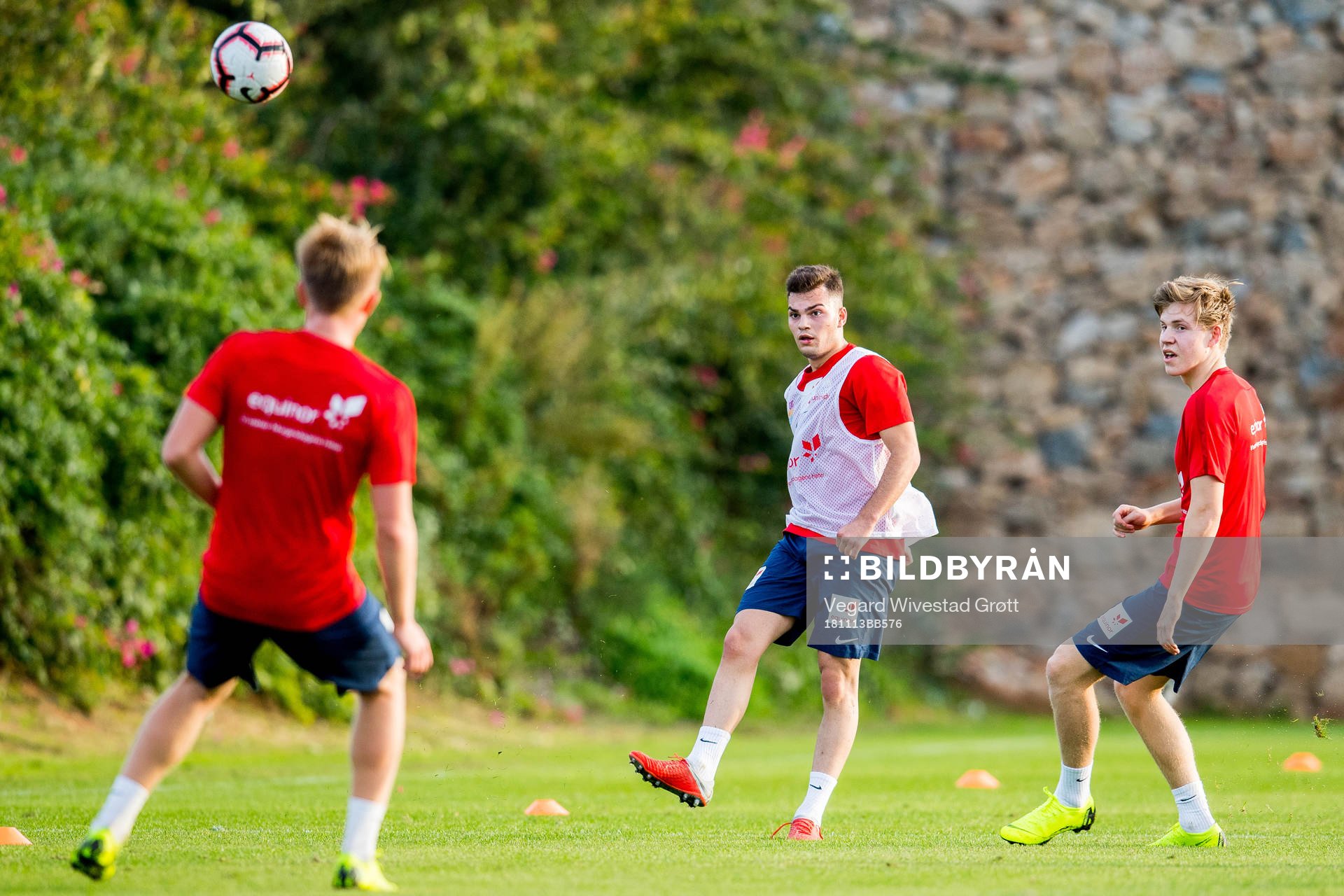 Hasan Hüseyin Duman and Jens Petter Hauge of Norway during a training session on November 13, 2018 in La Manga.