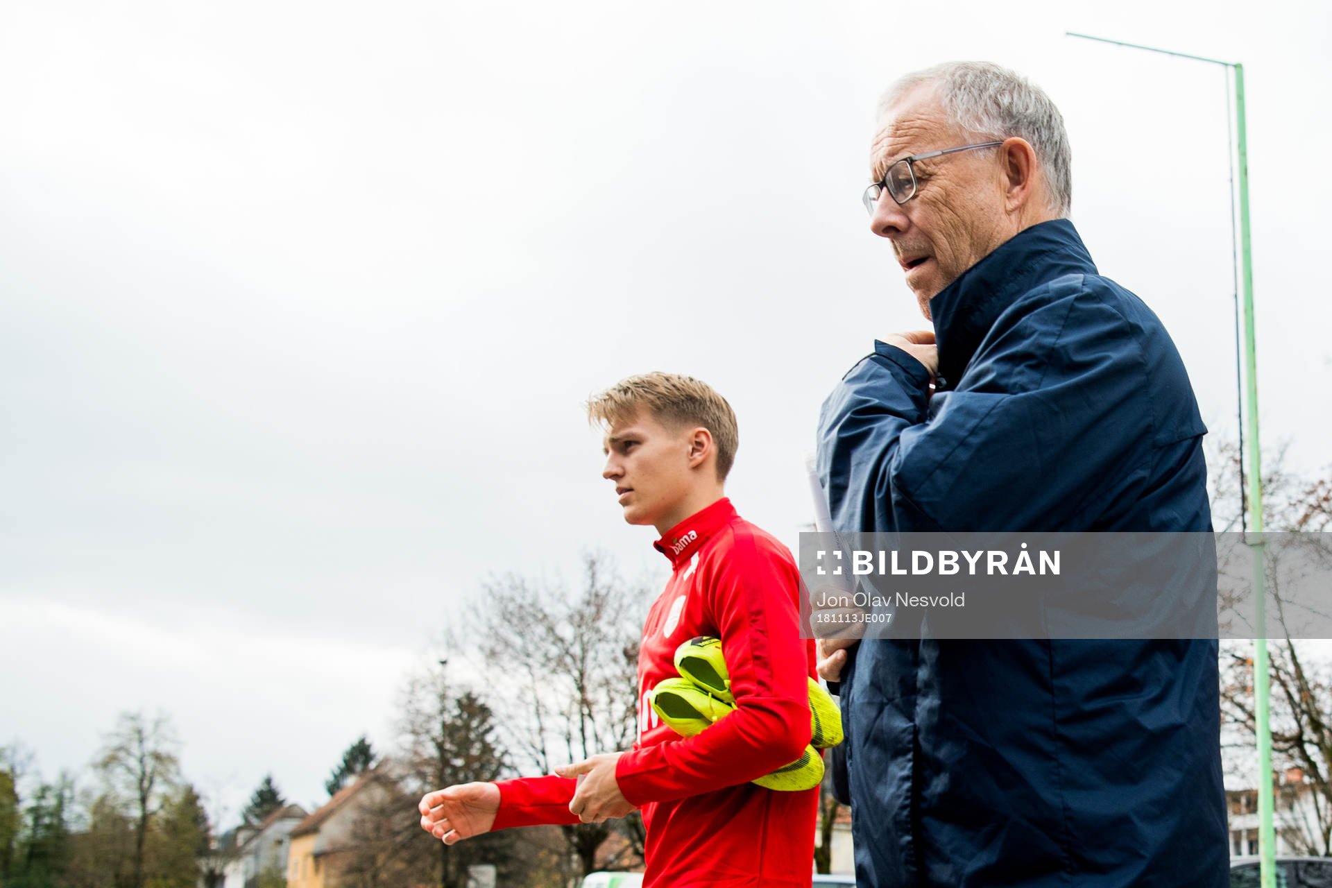 Martin Ødegaard of Norway and Lars Lagerbäck, head coach