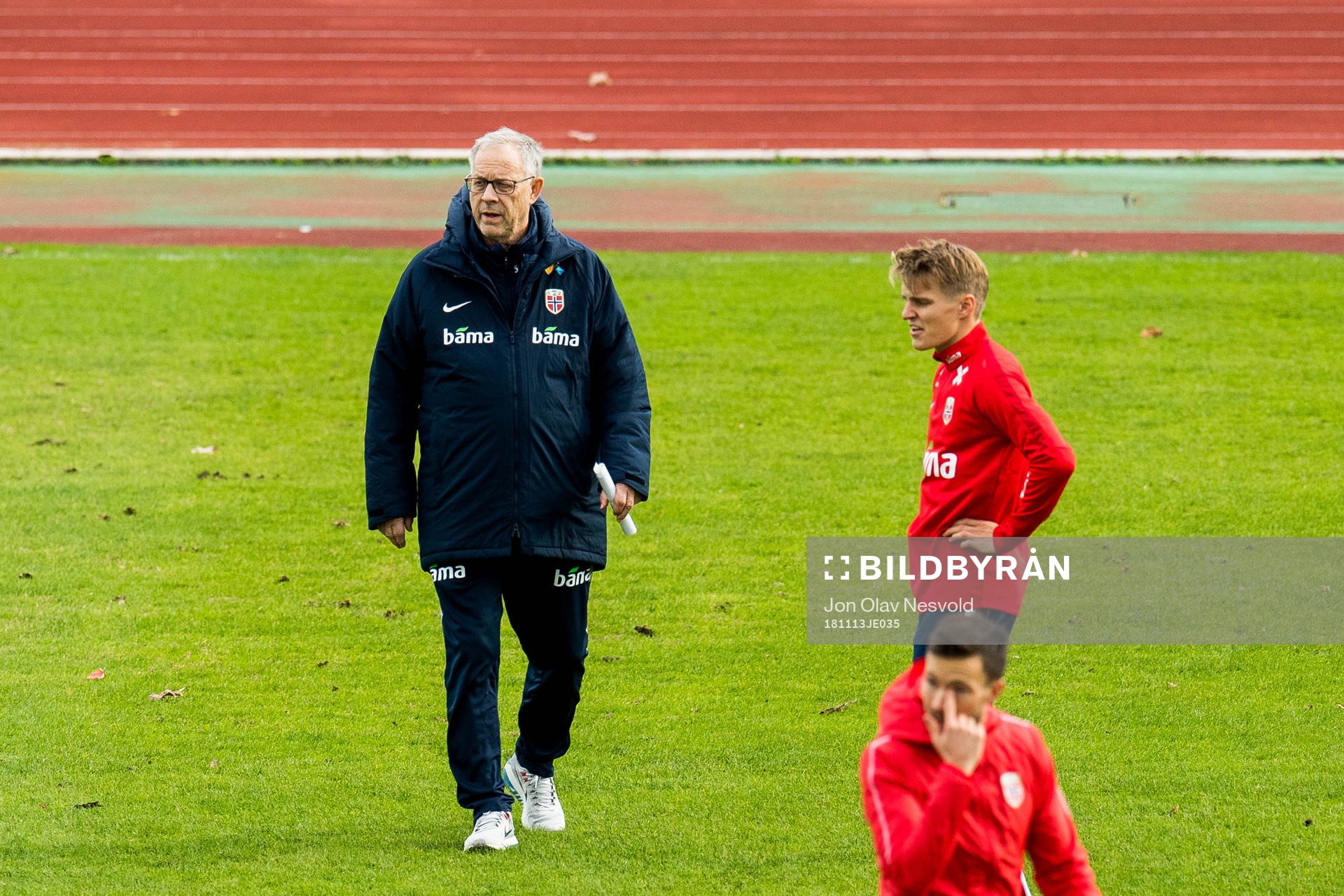 Lars Lagerbäck, head coach of Norway, and Martin Ødegaard