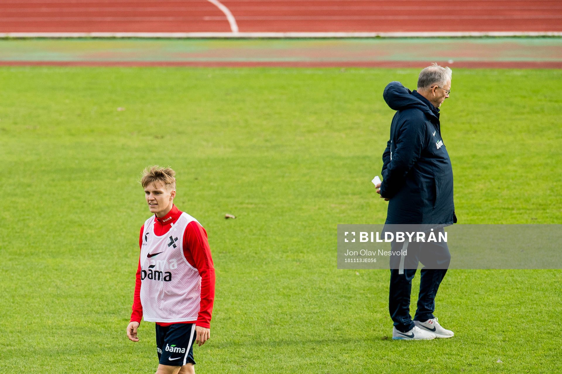 Martin Ødegaard of Norway and Lars Lagerbäck, head coach