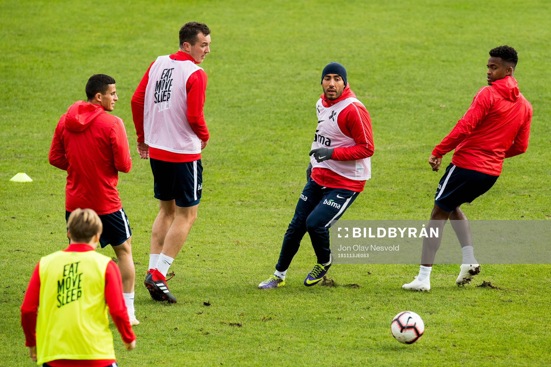 Even Hovland, Haitam Aleesami and Ola Kamara of Norway