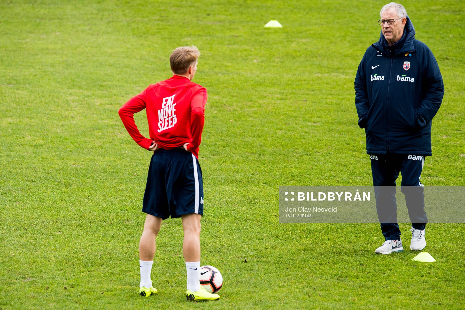 Martin Ødegaard of Norway and Lars Lagerbäck, head coach
