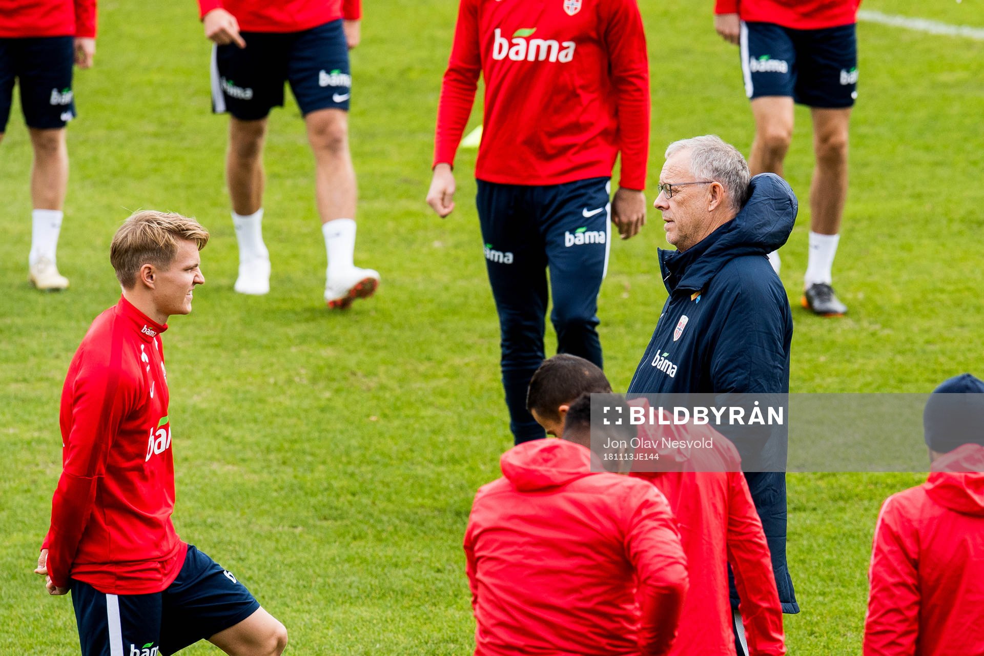 Martin Ødegaard of Norway and Lars Lagerbäck, head coach