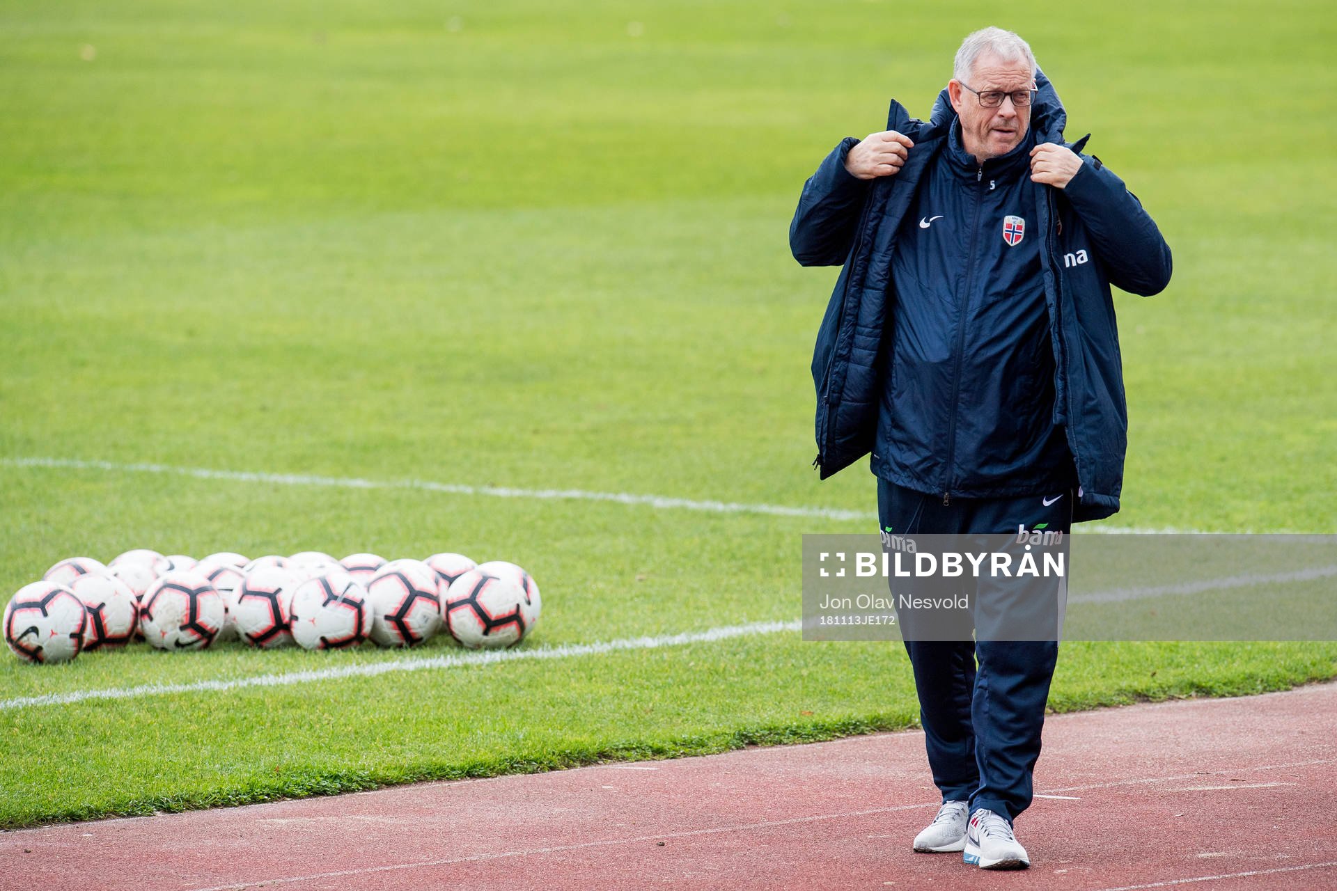 Lars Lagerbäck, head coach of Norway, during a training session on November 13, 2018 in Ljubljana.