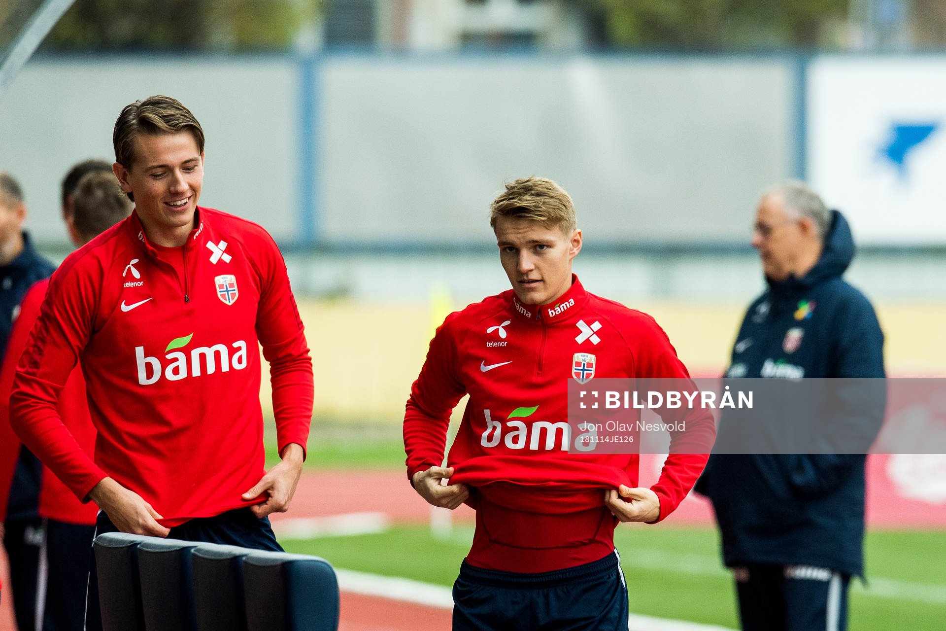 Sander Berge and Martin Ødegaard of Norway