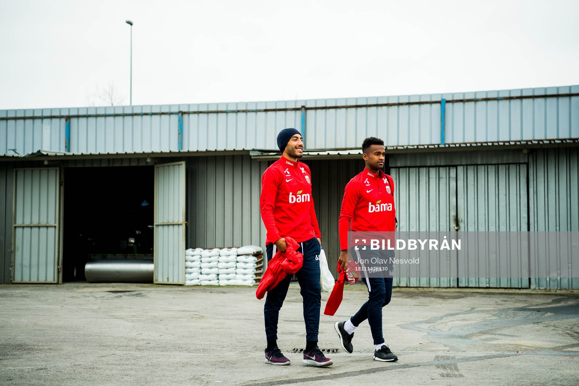 Haitam Aleesami and Ola Kamara of Norway ahead of a training session on November 14, 2018 in Domzale.