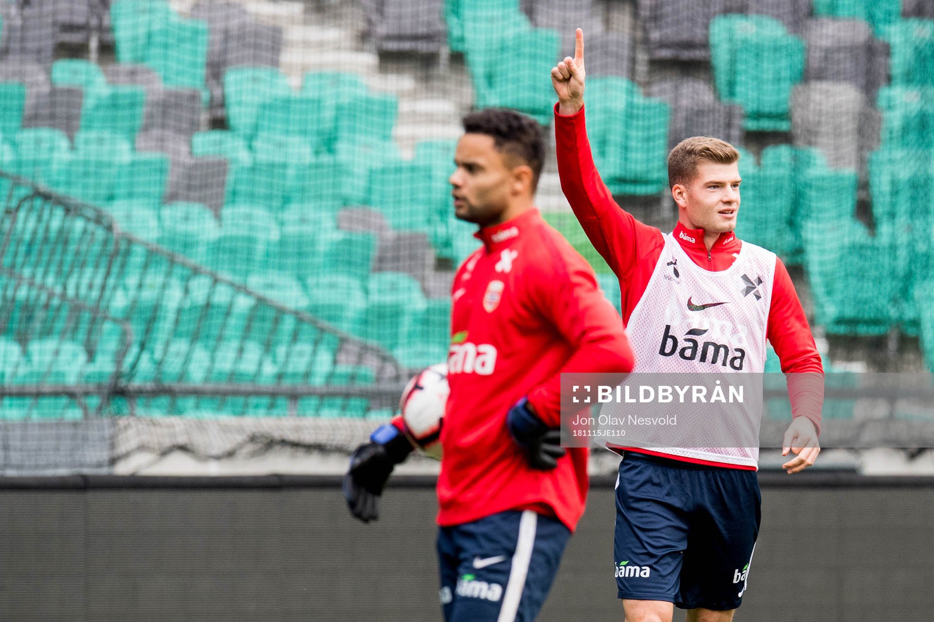 Goalkeeper Sten Grytebust and Alexander Sørloth of Norway