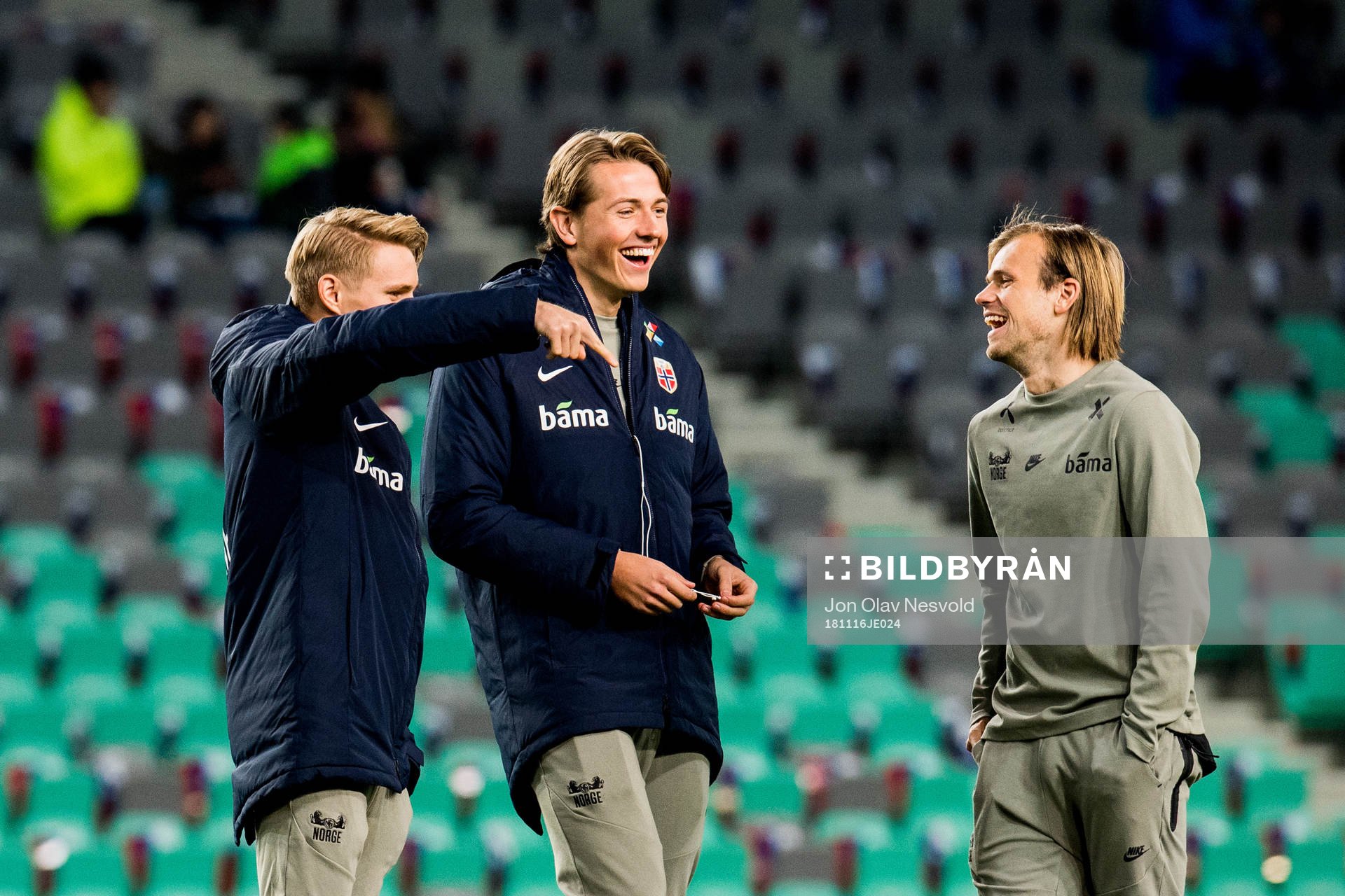 Martin Ødegaard, Sander Berge and Iver Fossum of Norway