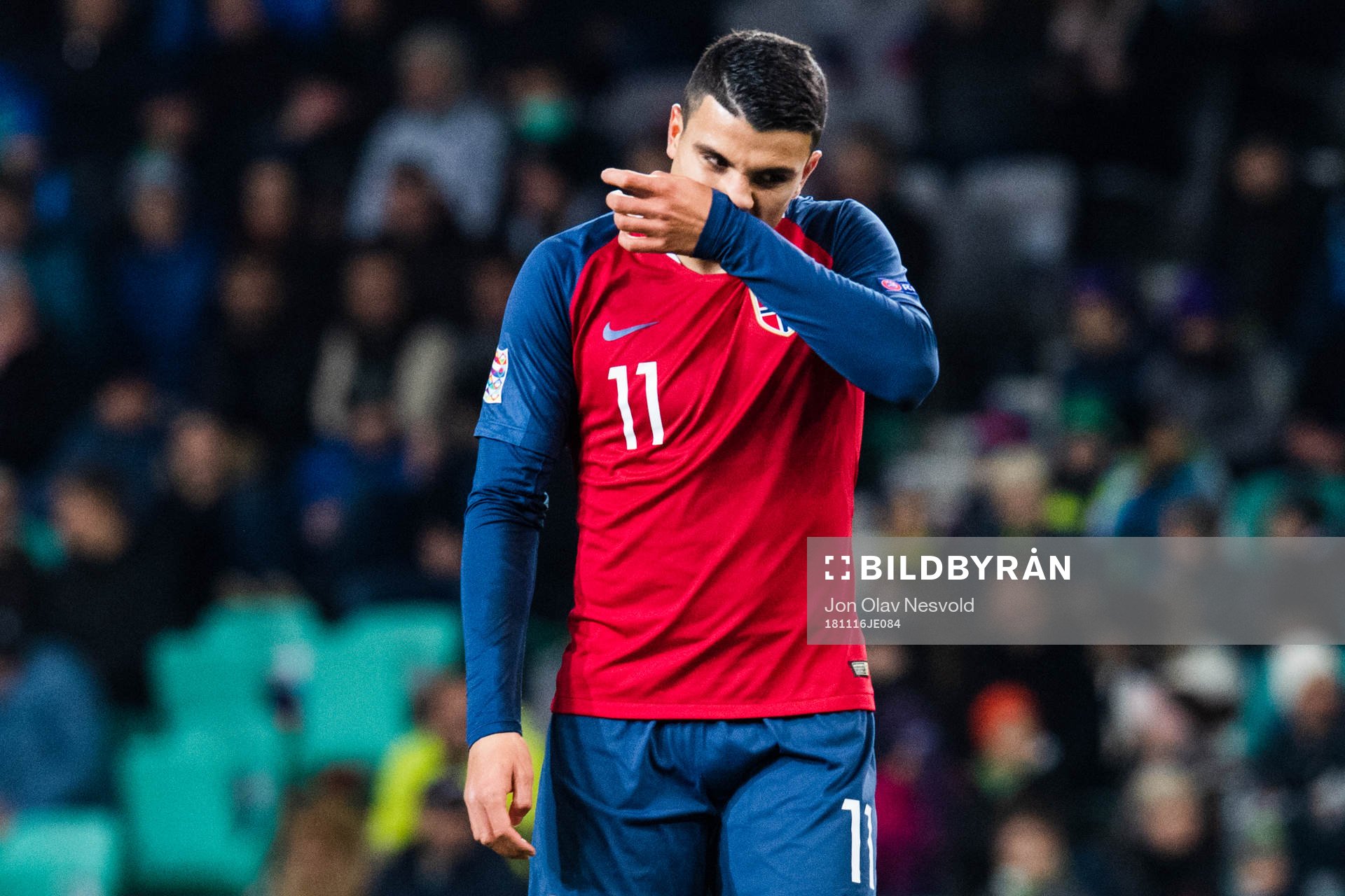 Mohamed Elyounoussi of Norway looks dejected