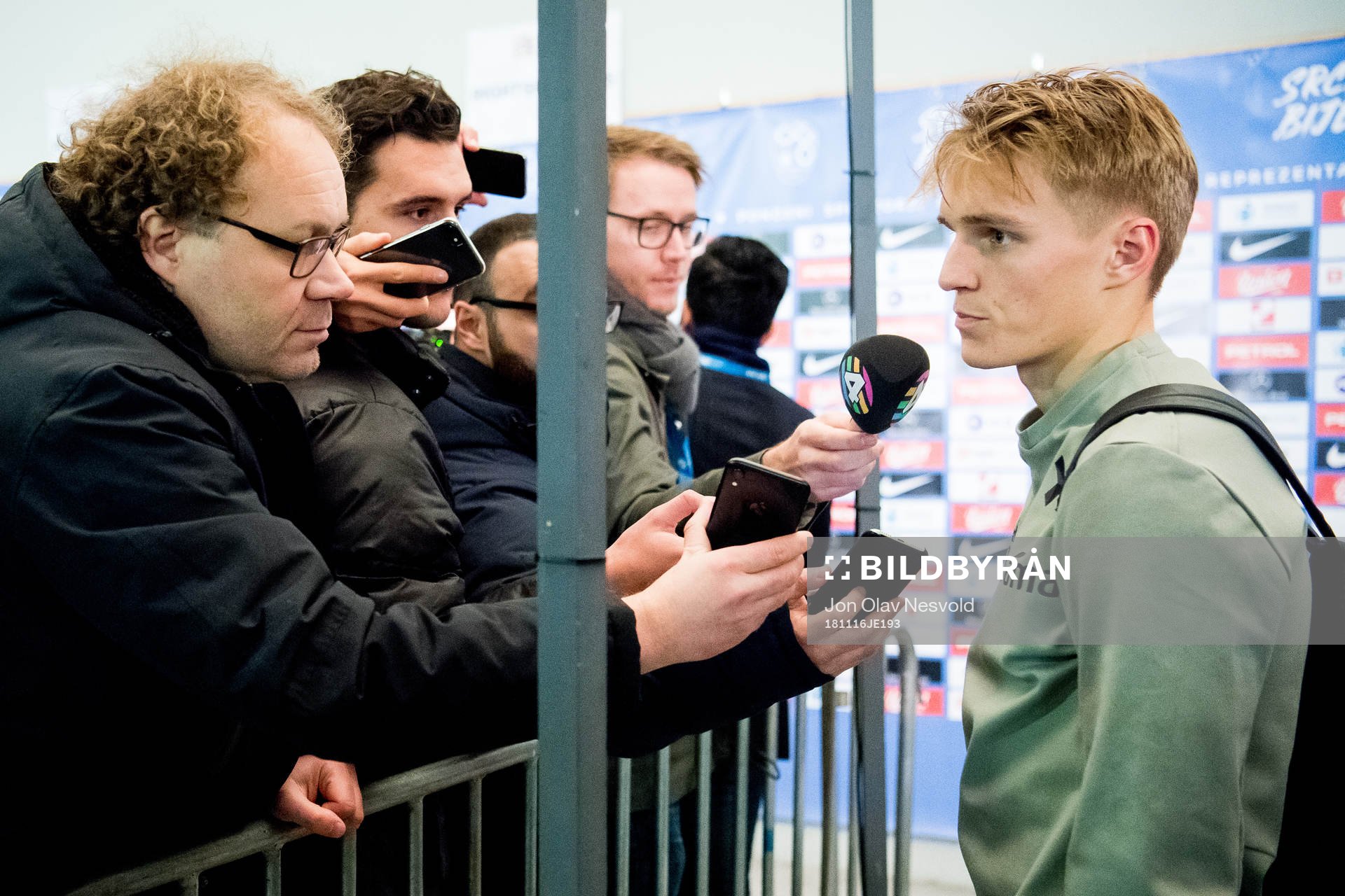 Martin Ødegaard of Norway is being interviewed by Tore