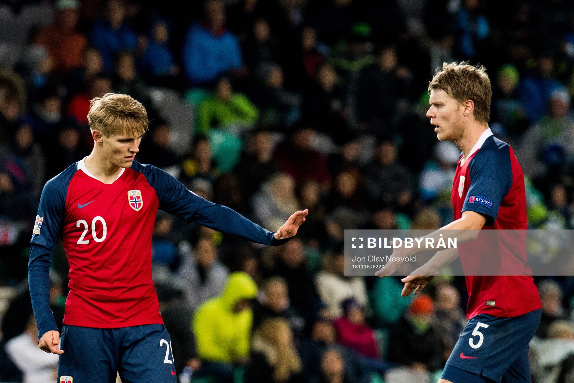 Martin Ødegaard and Sigurd Rosted of Norway