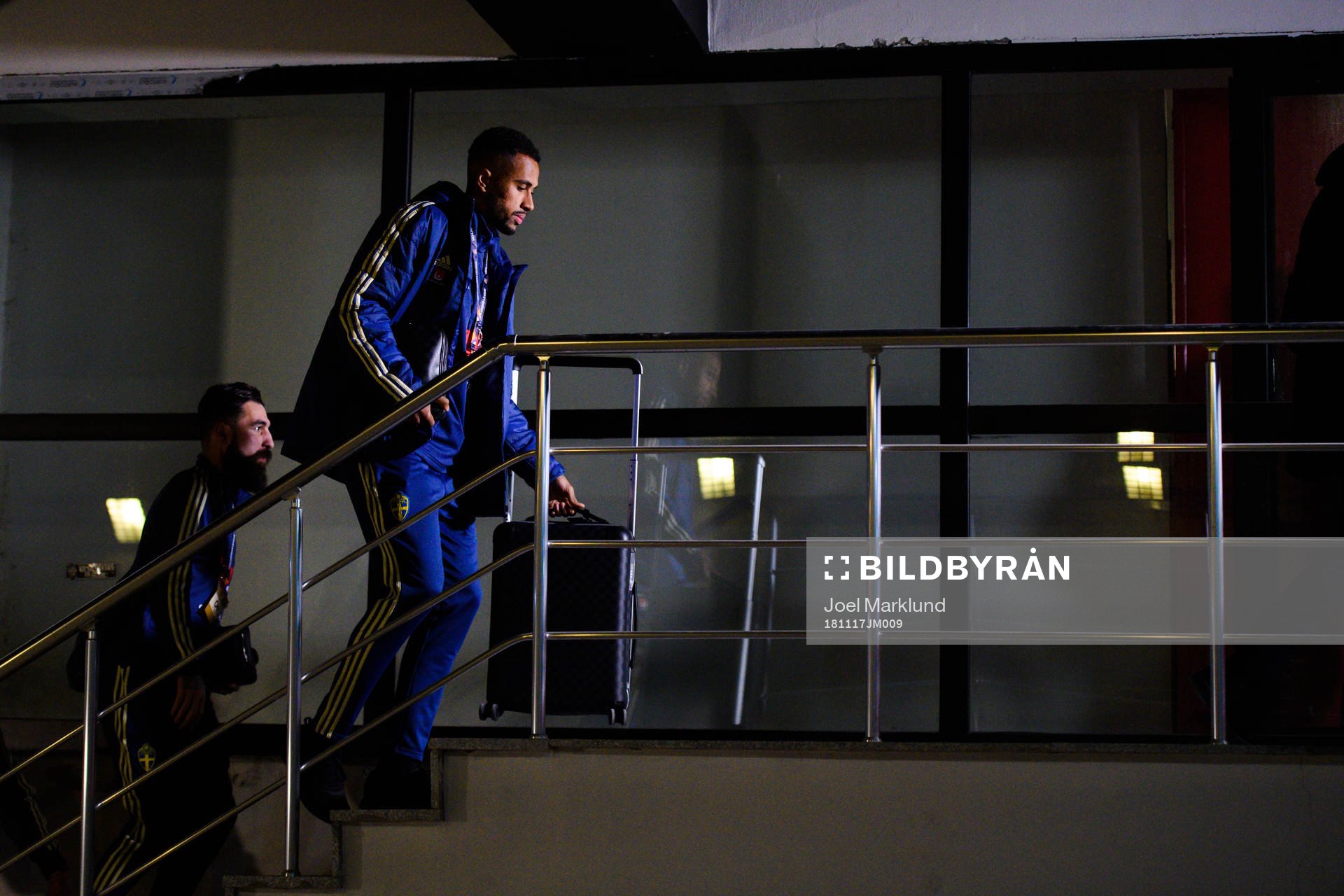 Jimmy Durmaz and Isaac Kiese Thelin of Sweden arrives at