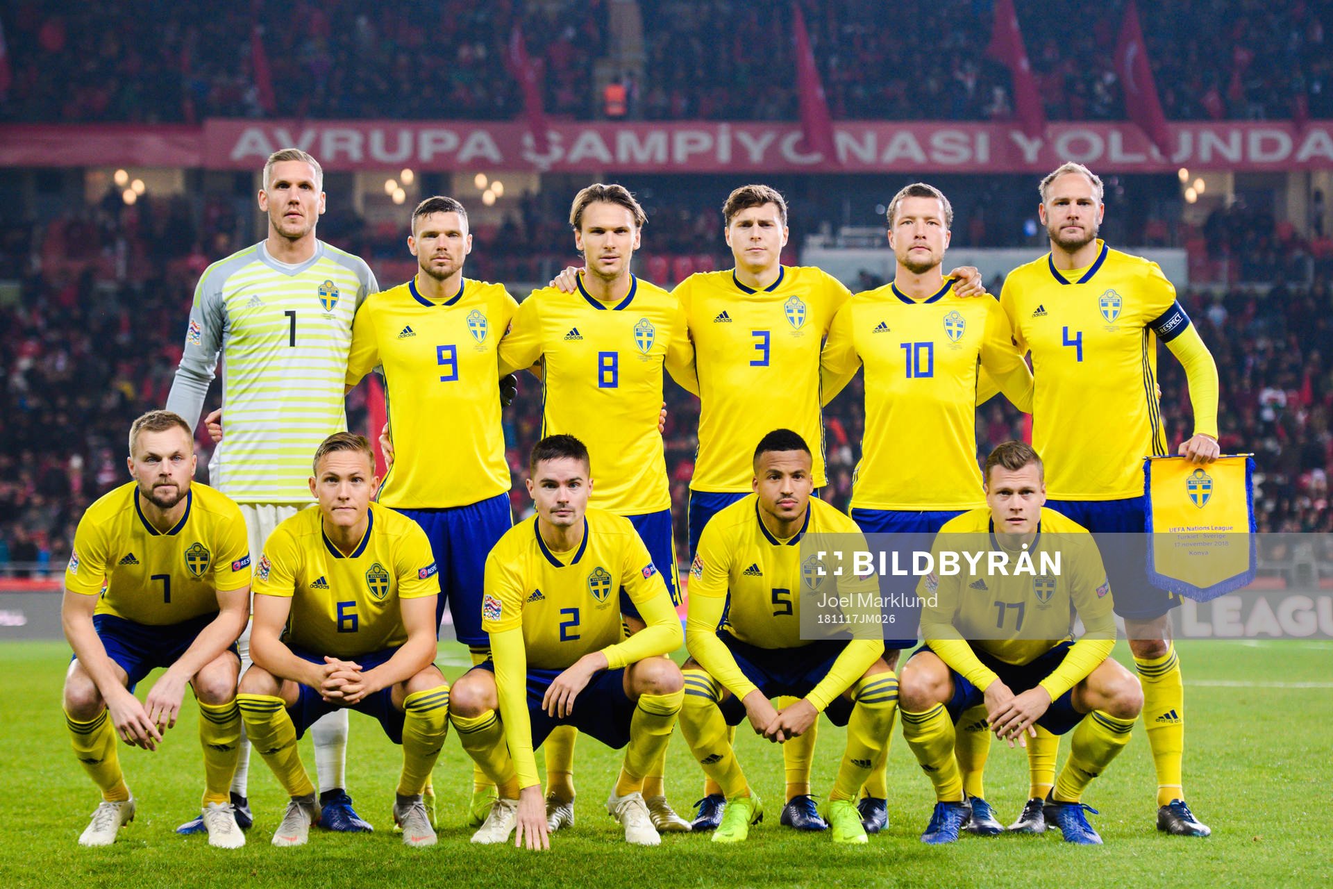 Swedens Robin Olsen, Marcus Berg, Albin Ekdal, Victor
