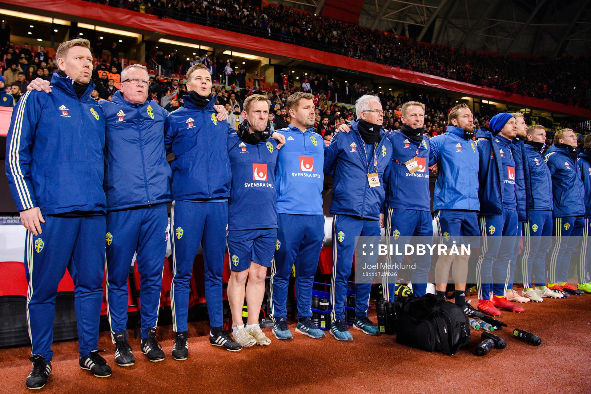 Players of Sweden with head coach Janne Andersson and