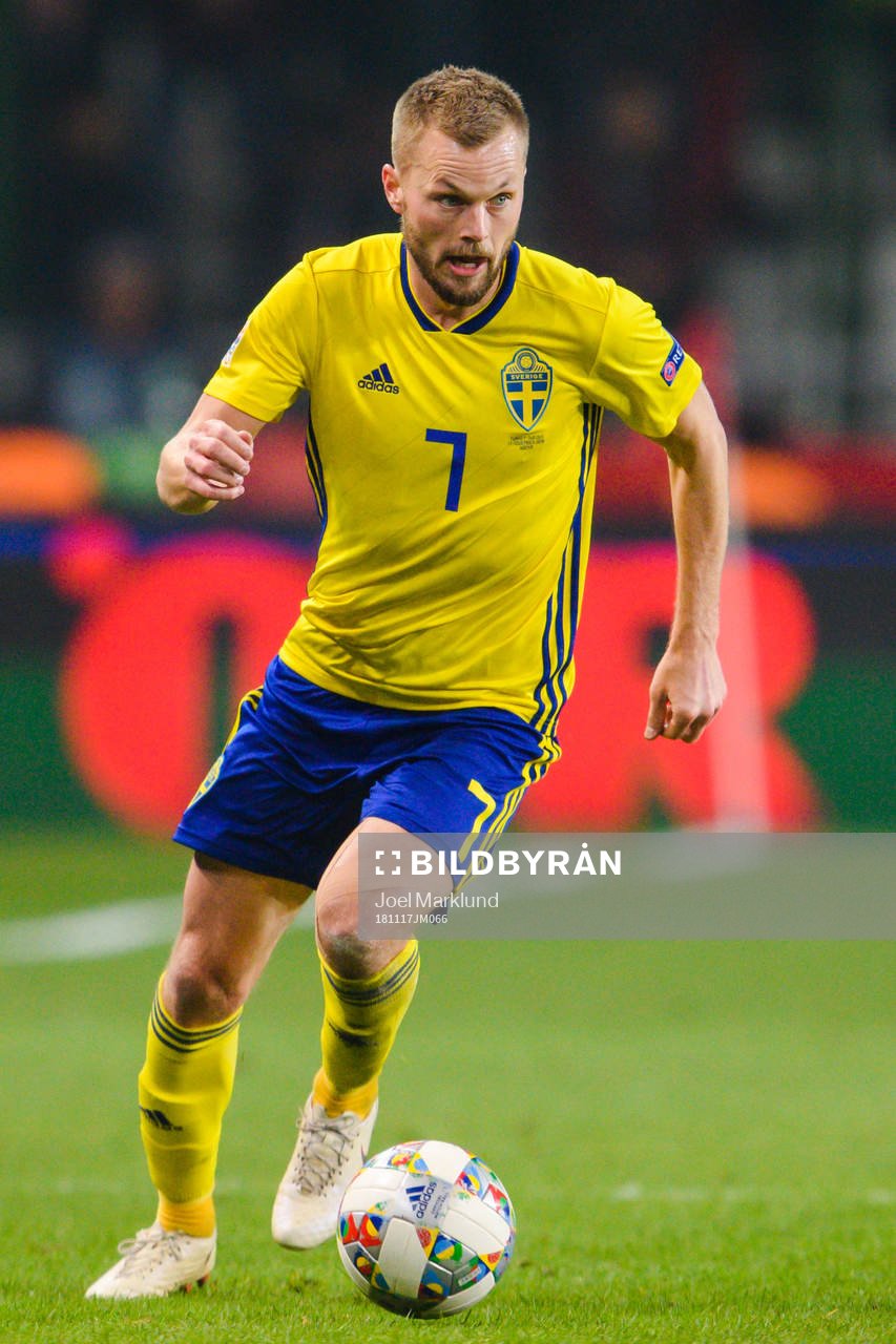 Sebastian Larsson of Sweden during the Nations League football match between Turkey and Sweden on November 17, 2018 in Konya.