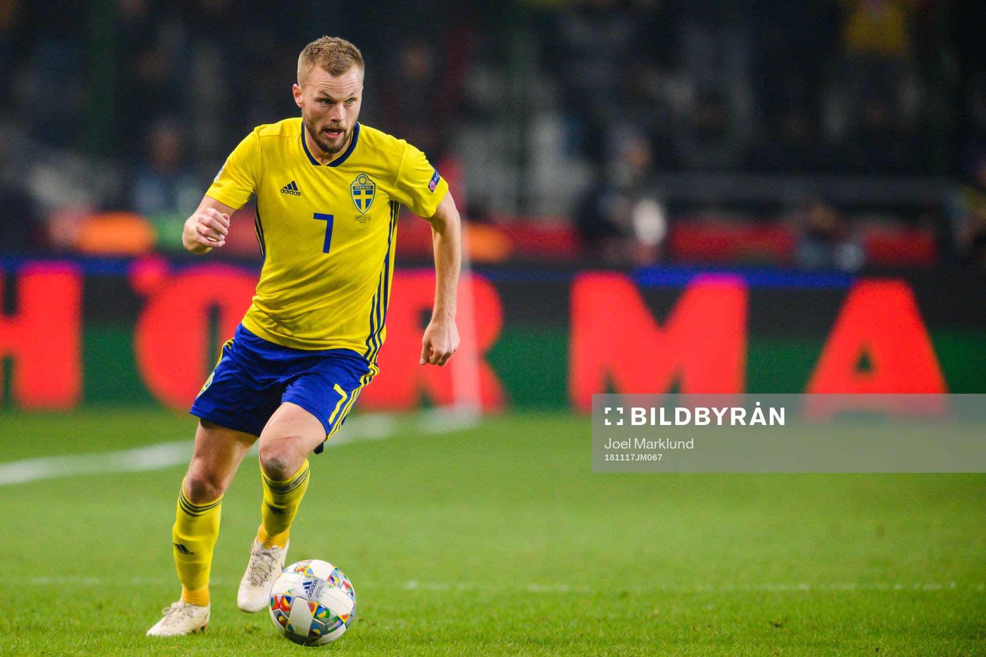 Sebastian Larsson of Sweden during the Nations League football match between Turkey and Sweden on November 17, 2018 in Konya.