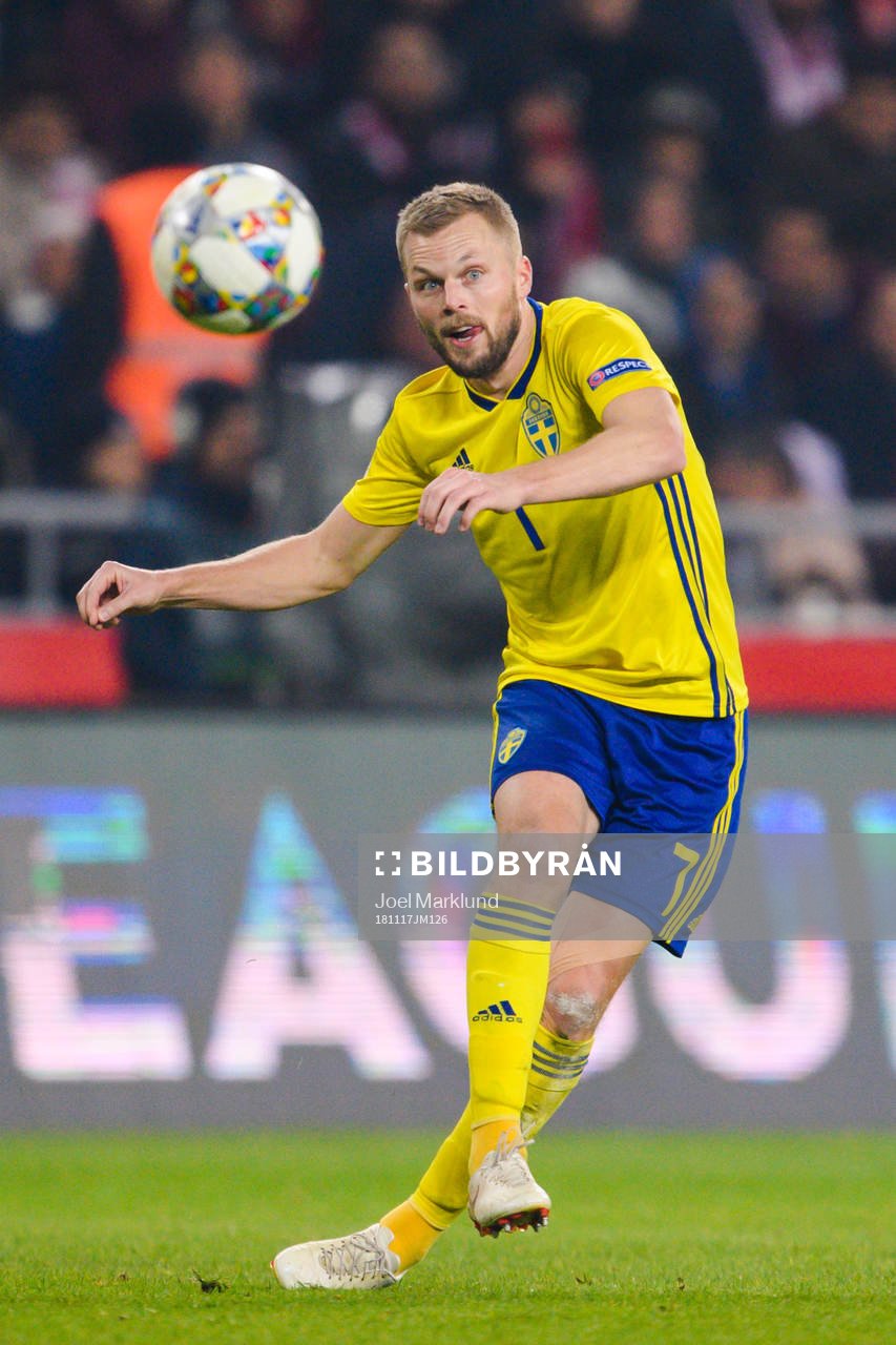 Sebastian Larsson of Sweden during the Nations League football match between Turkey and Sweden on November 17, 2018 in Konya.