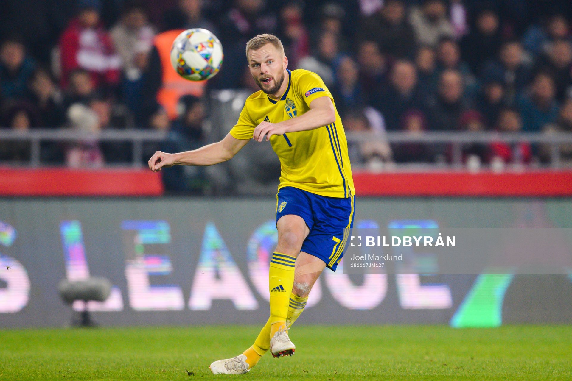 Sebastian Larsson of Sweden during the Nations League football match between Turkey and Sweden on November 17, 2018 in Konya.