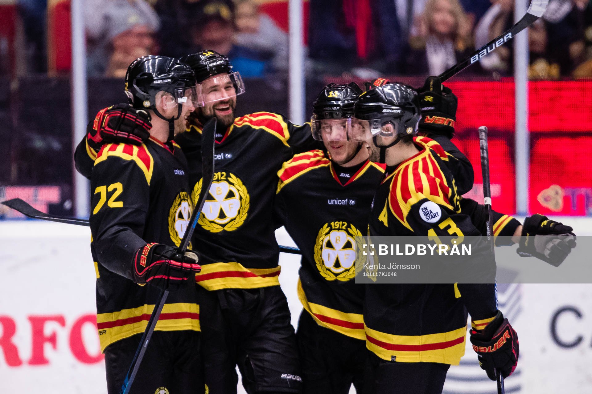 Brynäs Johan Alcén jublar med Joachim Rohdin  och Ryan