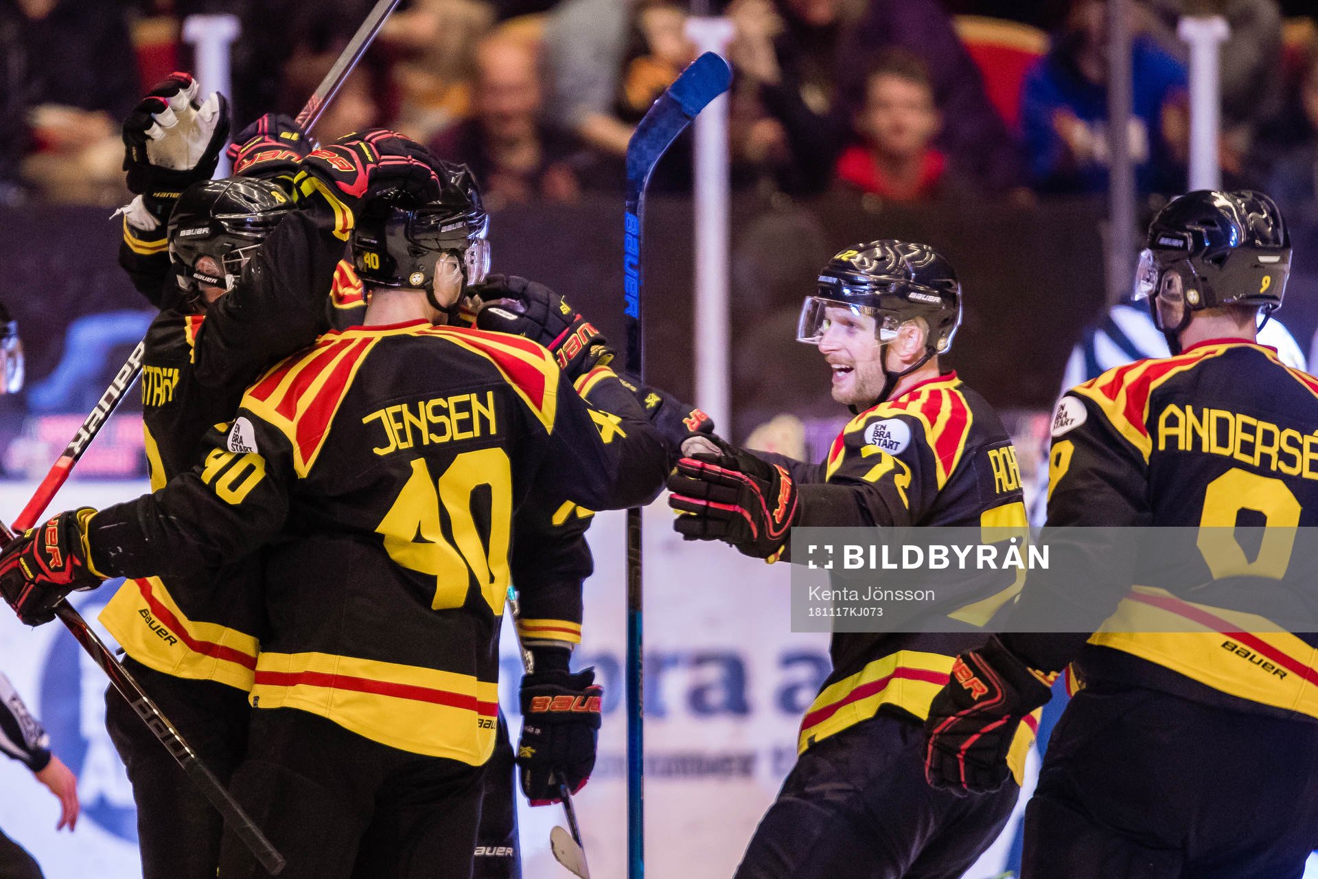 Brynäs Jesper Jensen jublar med Joachim Rohdin