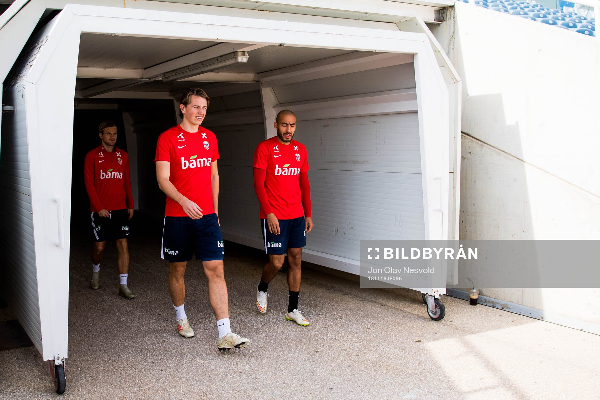 Iver Fossum, Sander Berge and Haitam Aleesami of Norway