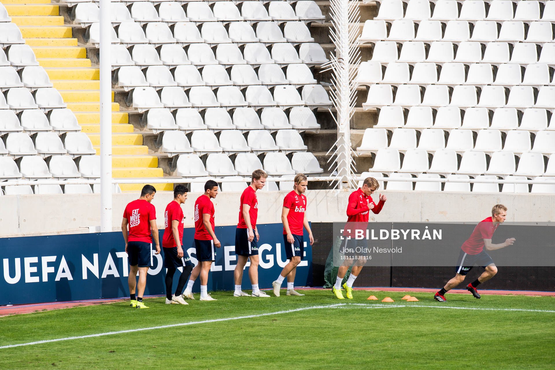 Mohamed Elyounoussi, Tarik Elyounoussi, Omar Elabdellaoui, Sigurd Rosted, Iver Fossum, Martin Ødegaard and Birger Meling of Norway during a training session on November 18, 2018 in Nicosia.