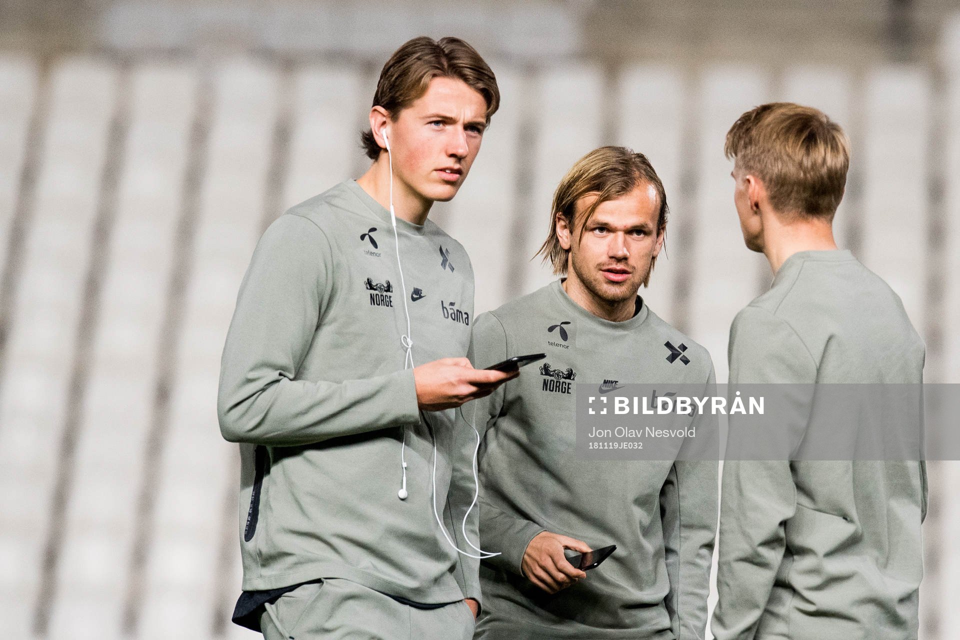 Sander Berge, Iver Fossum and Martin Ødegaard of Norway