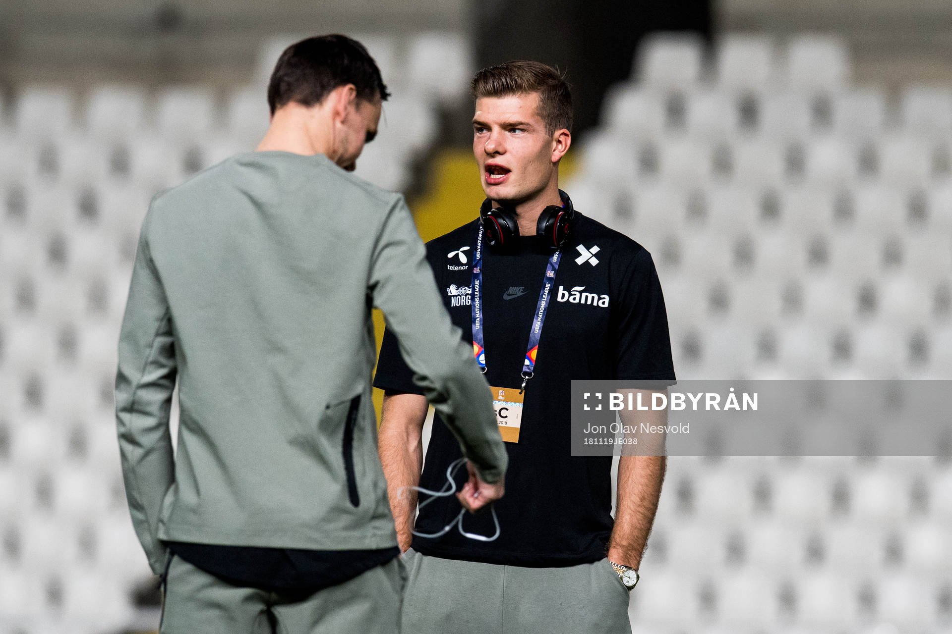 Ole Kristian Selnæs and Alexander Sørloth of Norway