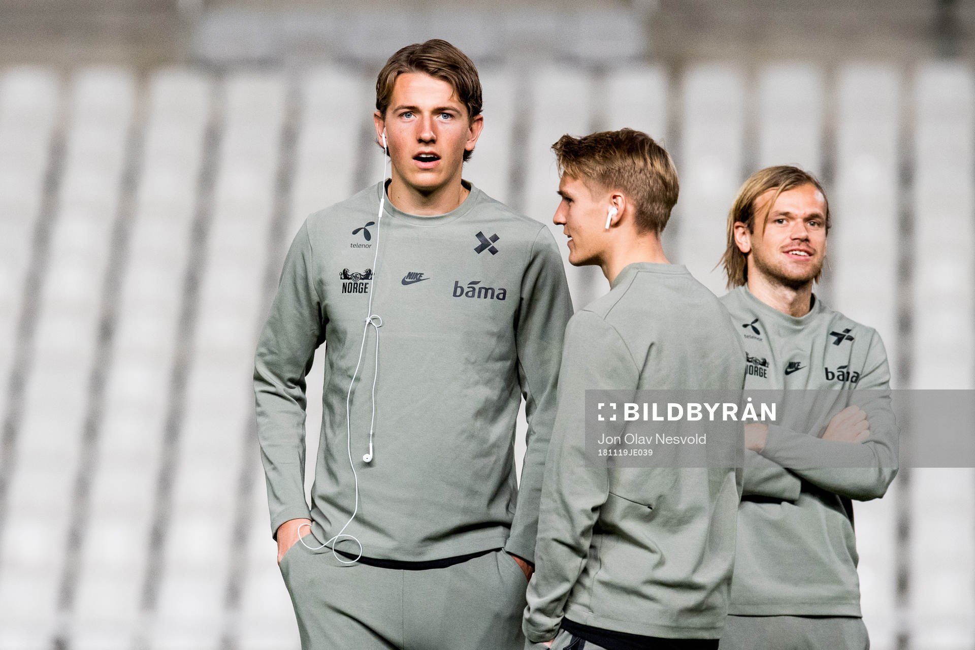 Sander Berge, Martin Ødegaard and Iver Fossum of Norway