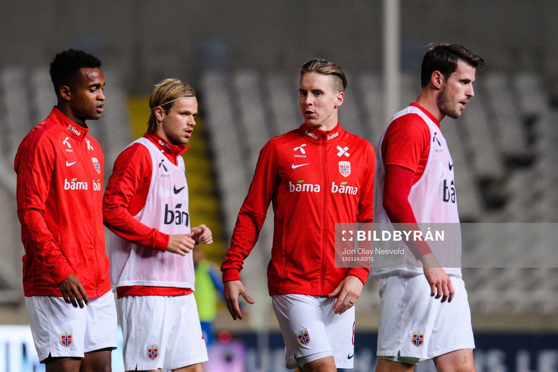 Ola Kamara, Iver Fossum and Stefan Johansen of Norway