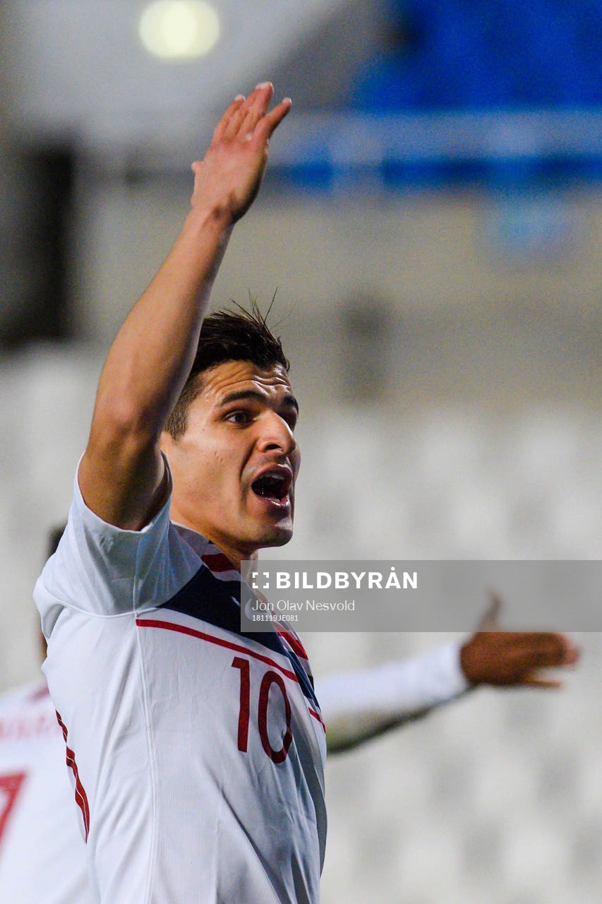 Tarik Elyounoussi of Norway reacts